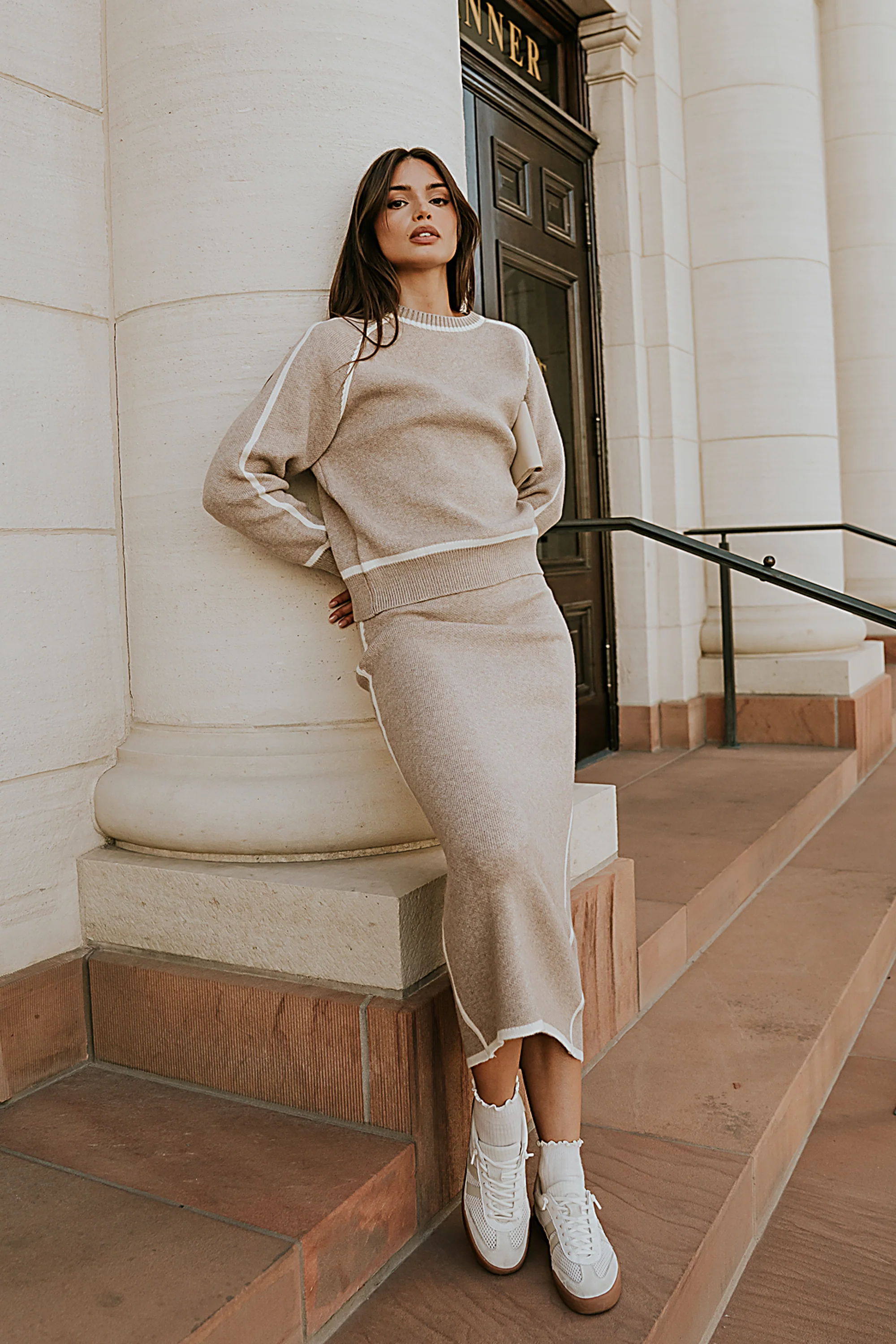 Kenna Contrast Sweater in Oatmeal - Image 3