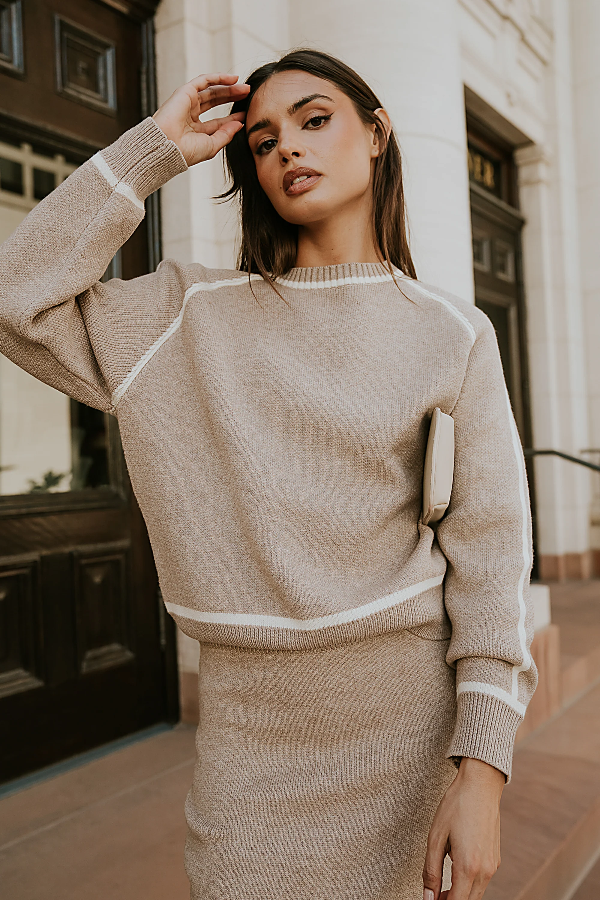 Kenna Contrast Sweater in Oatmeal - Image 7
