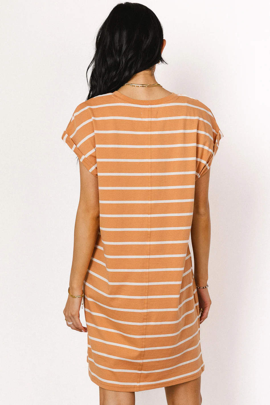 Kennedy Striped T-Shirt Dress in Rust - FINAL SALE - Image 3
