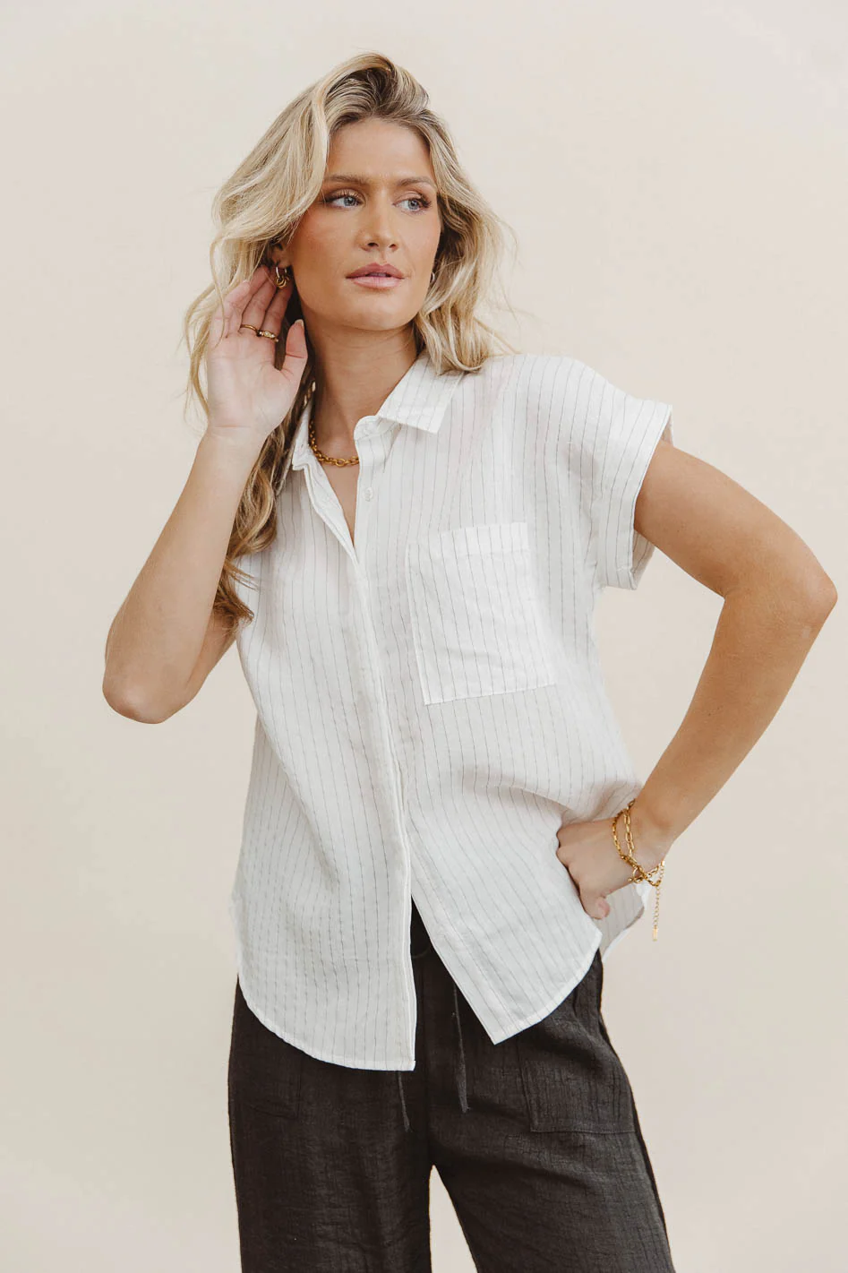 Kepner Pinstripe Top - FINAL SALE - Image 4