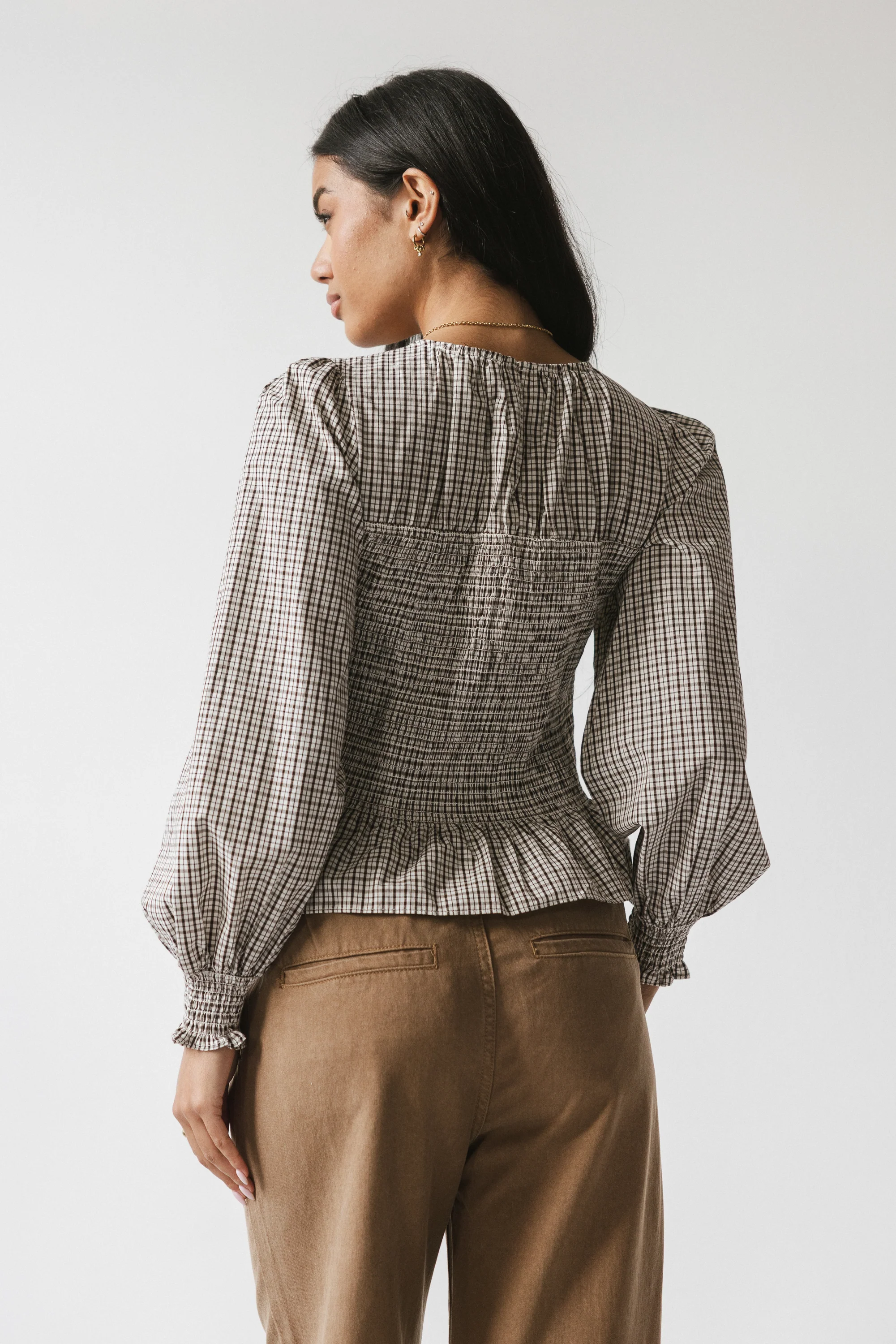 Kesley Smocked Blouse in Brown - FINAL SALE - Image 3
