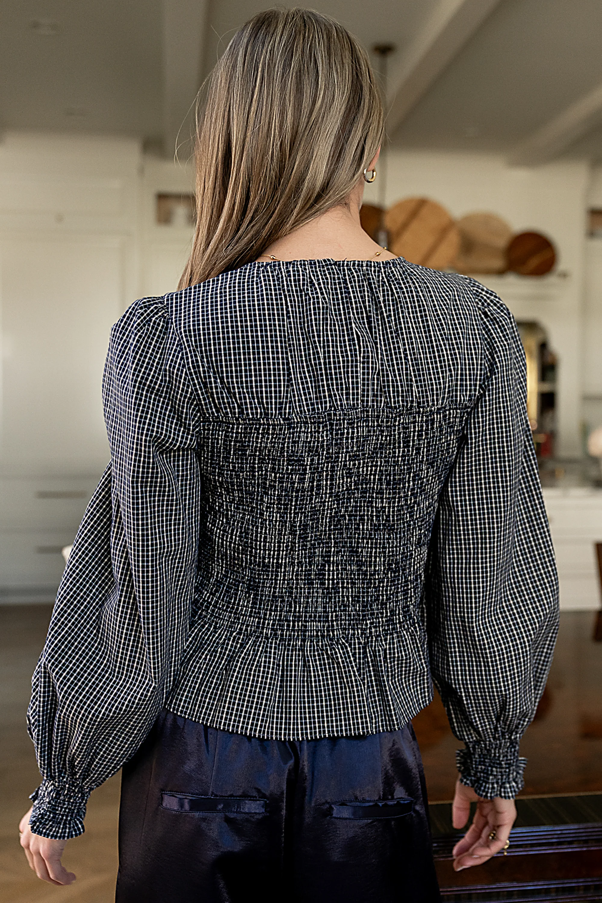 Kesley Smocked Blouse in Navy - FINAL SALE - Image 2