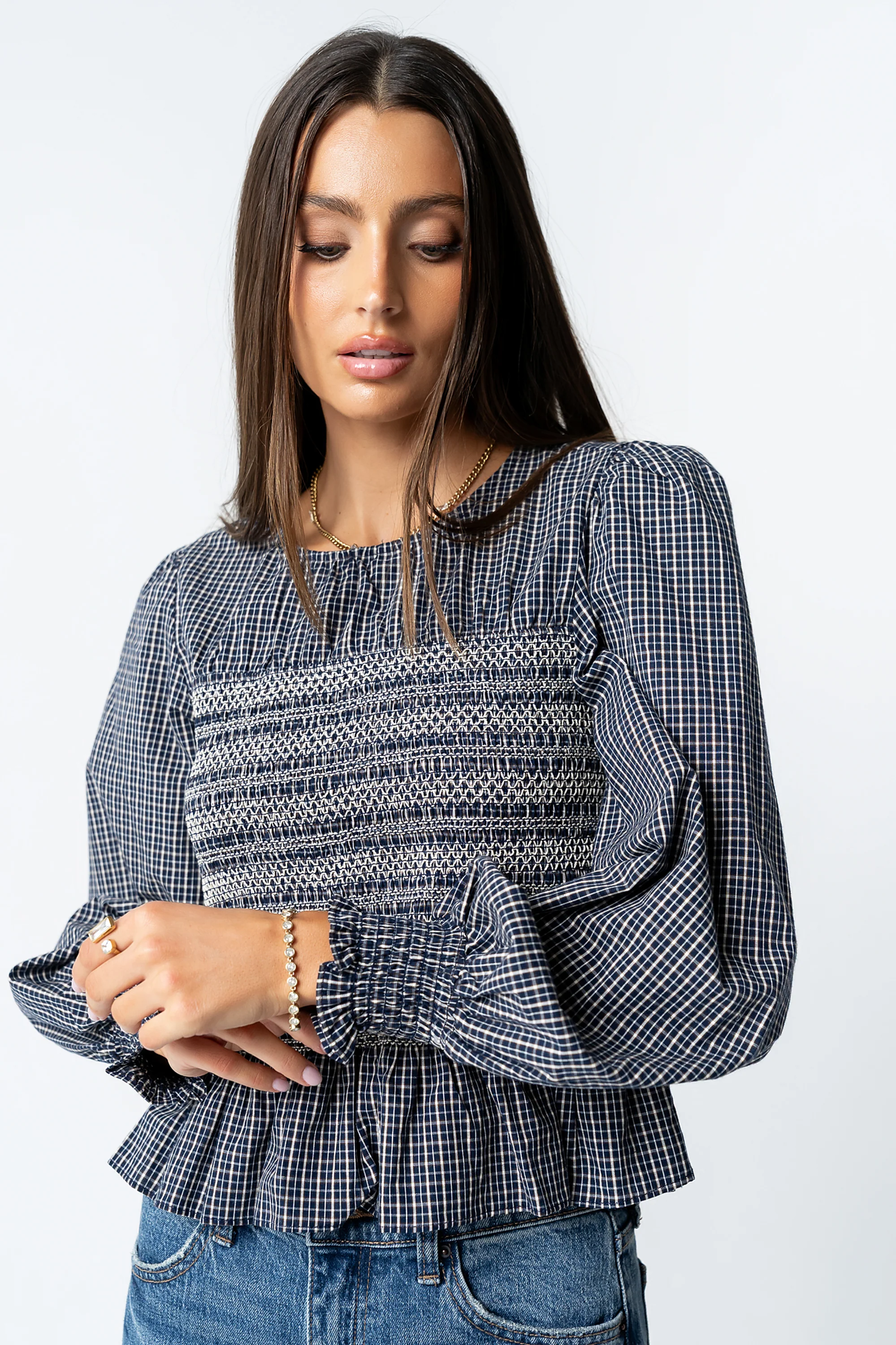 Kesley Smocked Blouse in Navy - FINAL SALE - Image 8