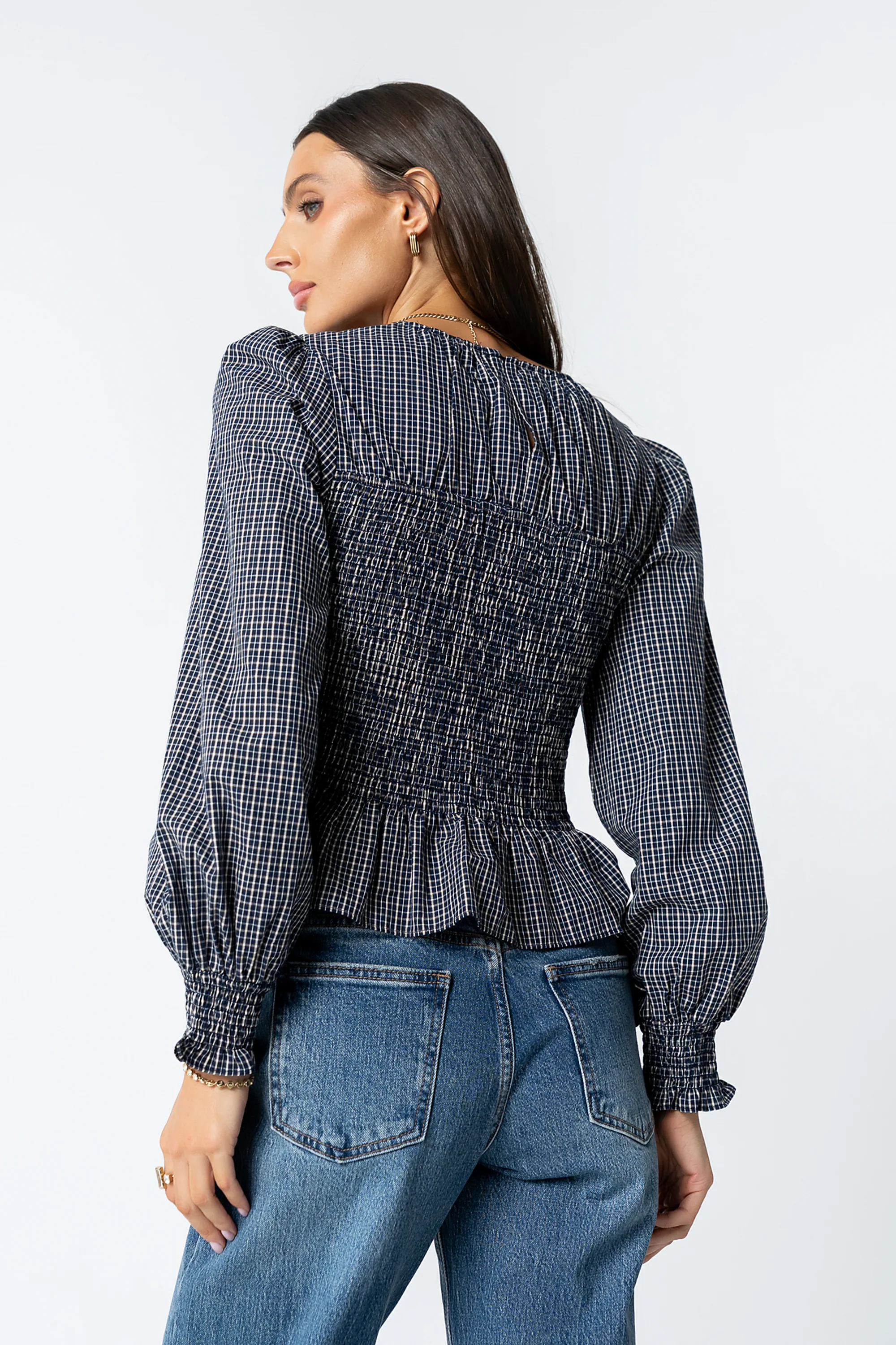 Kesley Smocked Blouse in Navy - FINAL SALE - Image 9