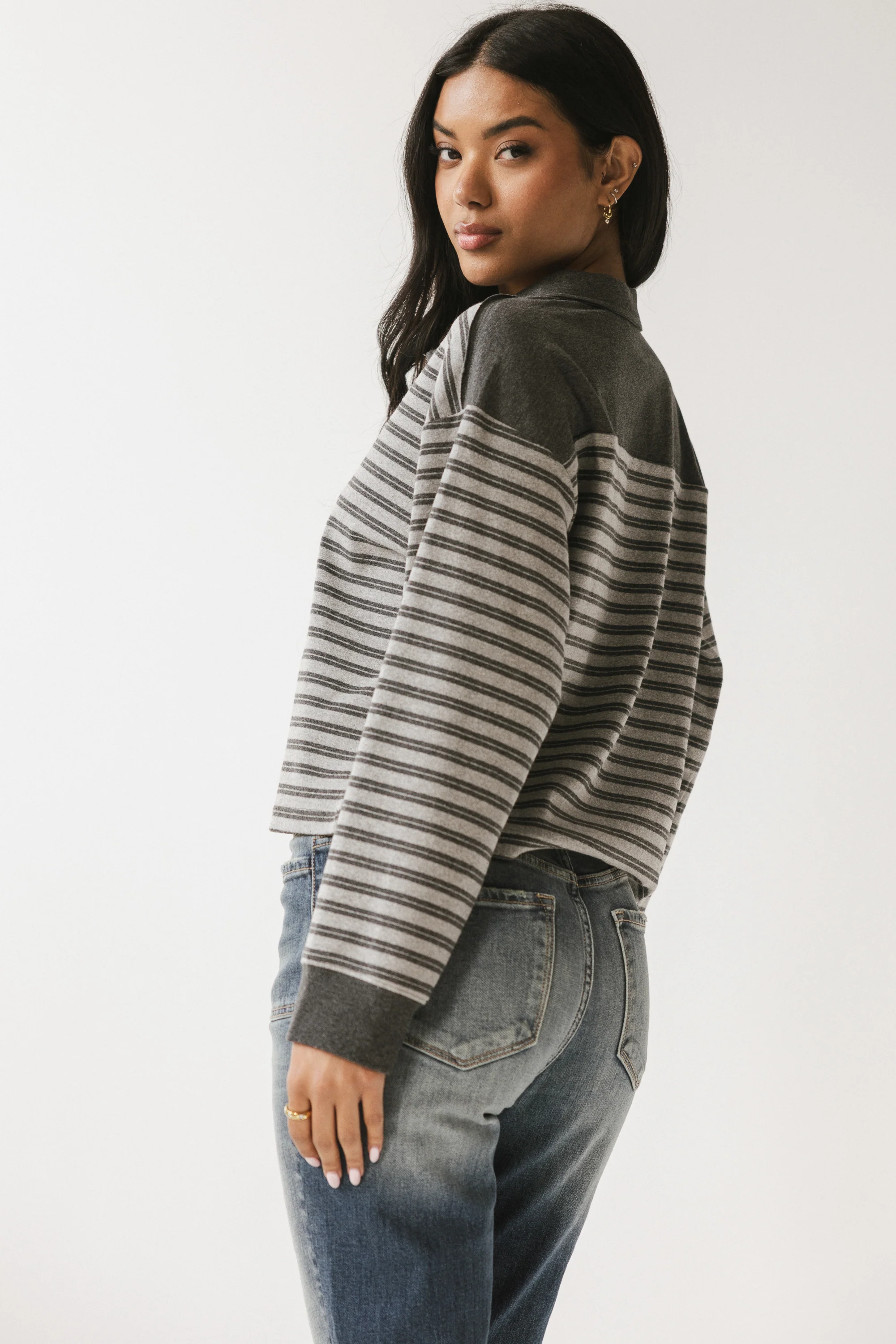 Kessie Striped Top in Grey - FINAL SALE - Image 3