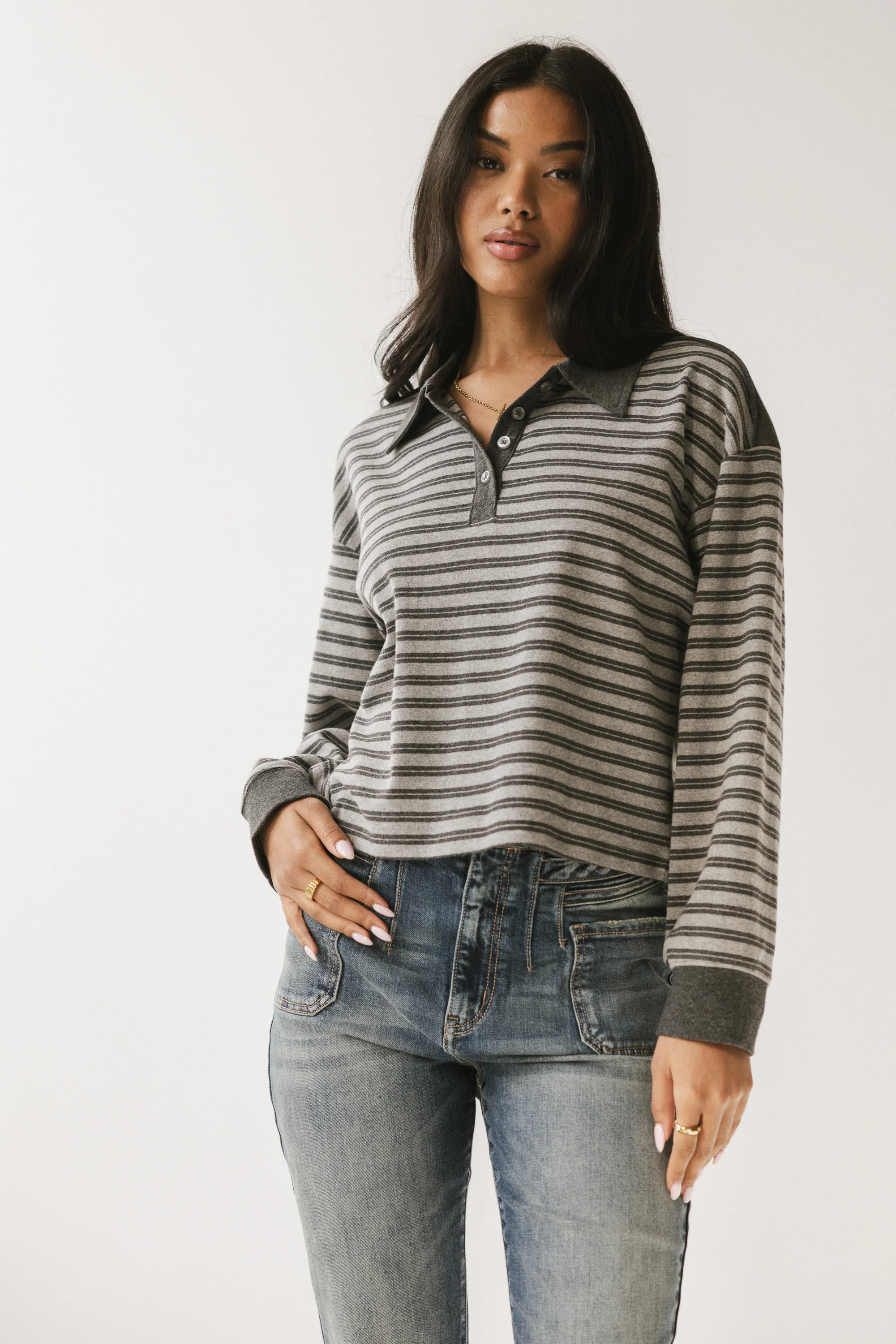 Kessie Striped Top in Grey - FINAL SALE - Image 4