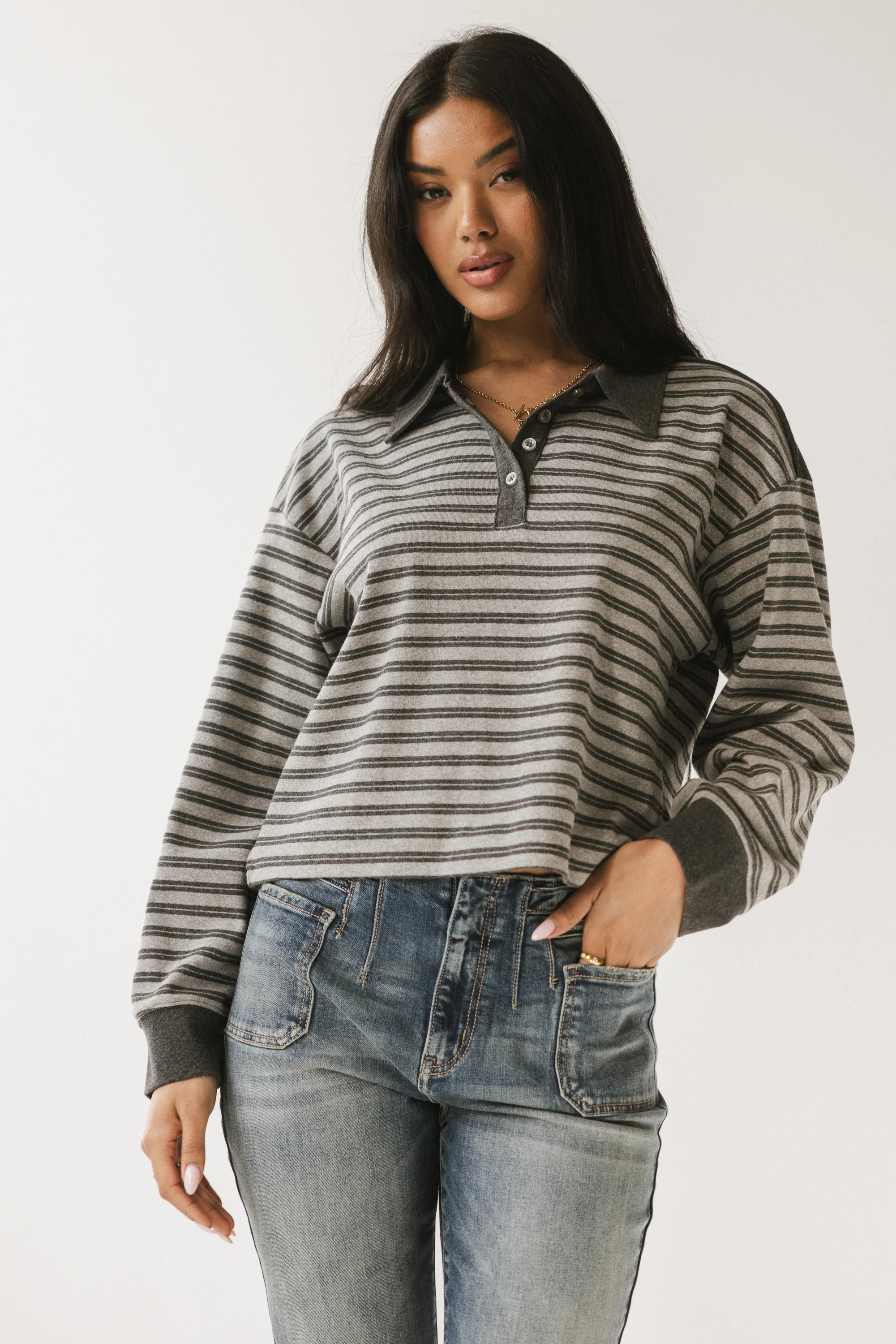 Kessie Striped Top in Grey - FINAL SALE - Image 5