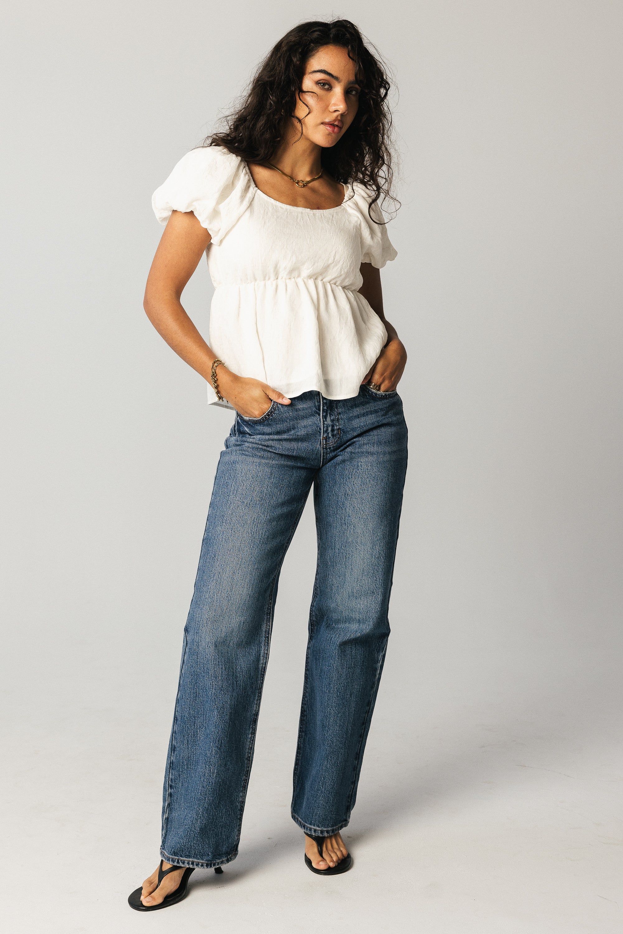 Kevin Peplum Blouse in White - FINAL SALE - Image 2
