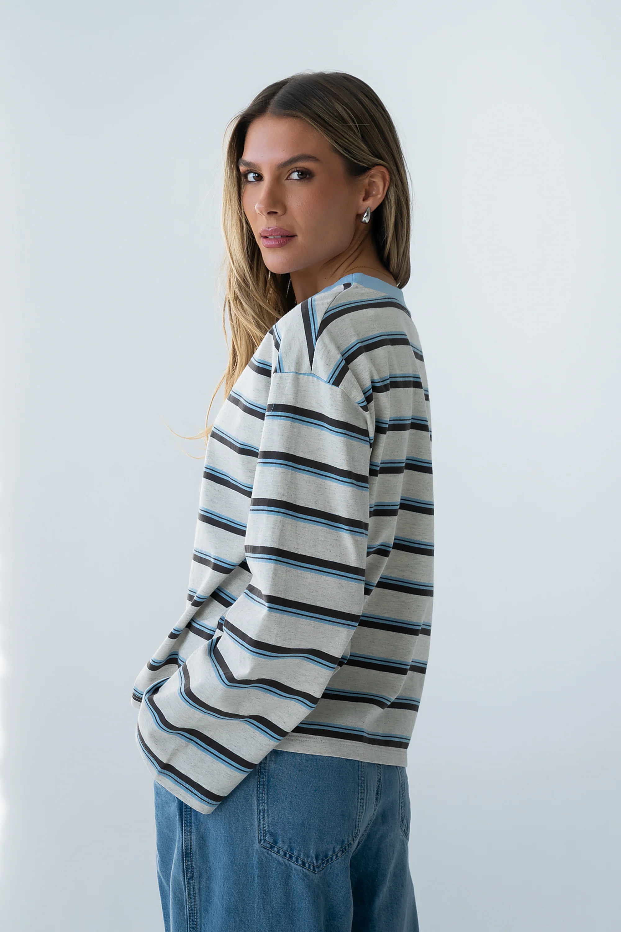 Kiana Striped Top in Grey - FINAL SALE - Image 2