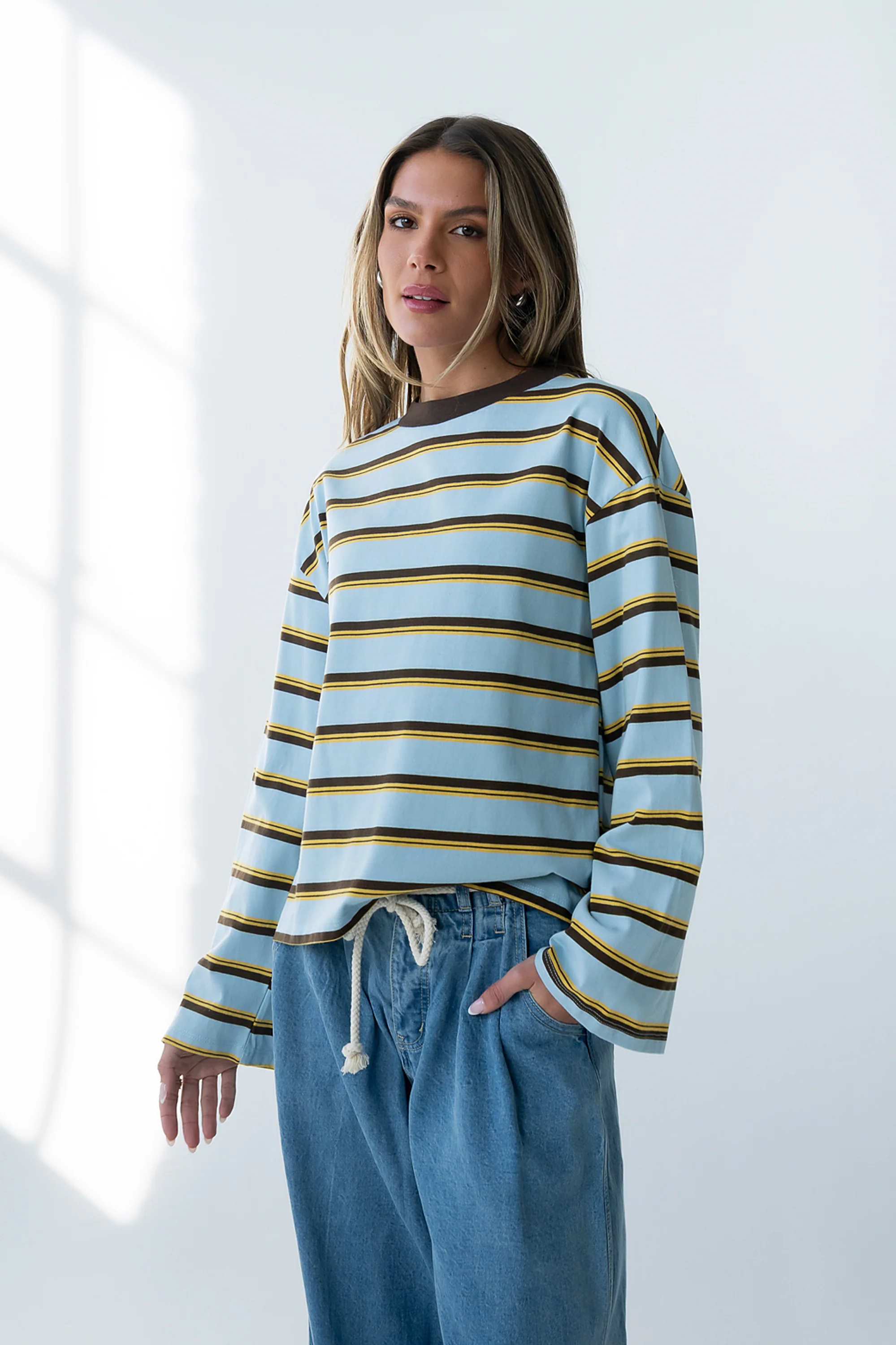 Kiana Striped Top in Light Blue - FINAL SALE - Image 4