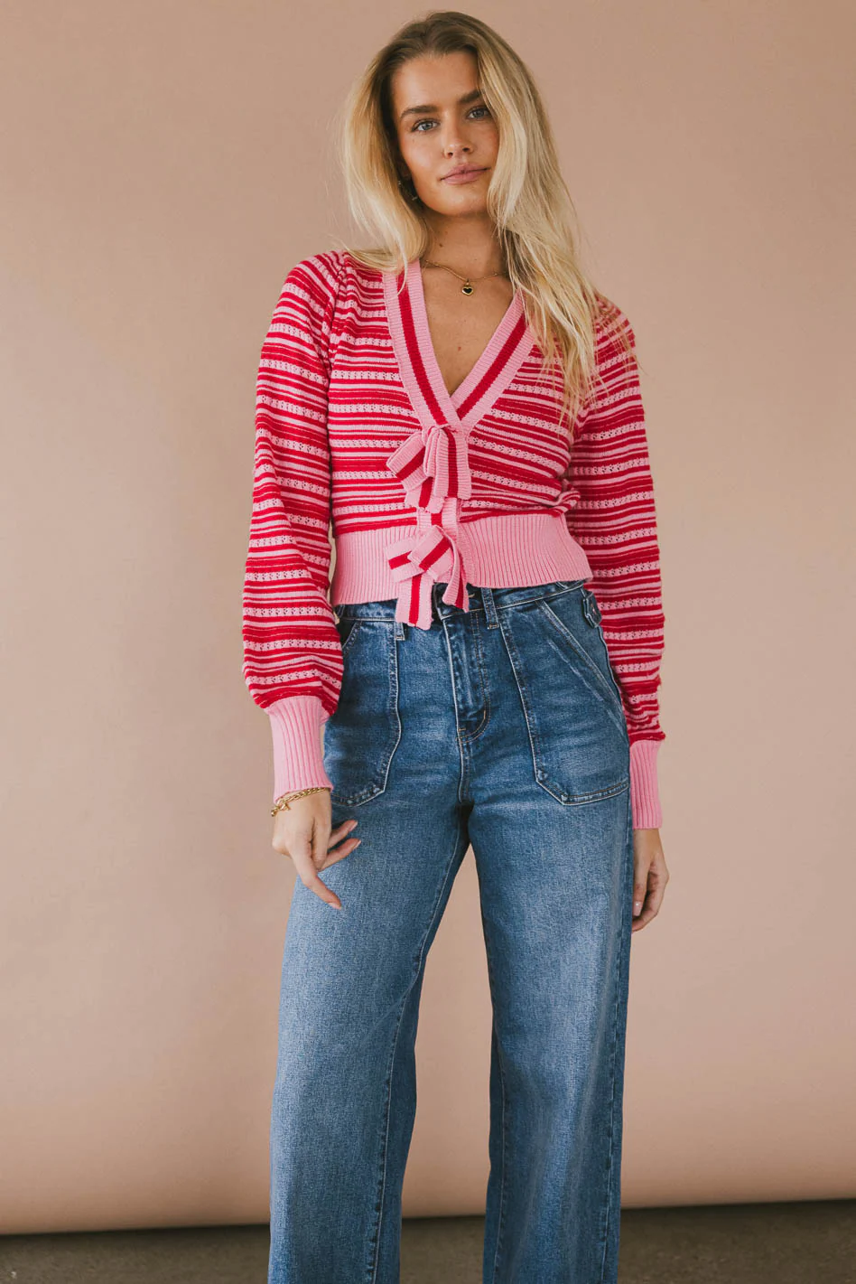 Kiara Striped Cardigan in Pink - FINAL SALE - Image 6