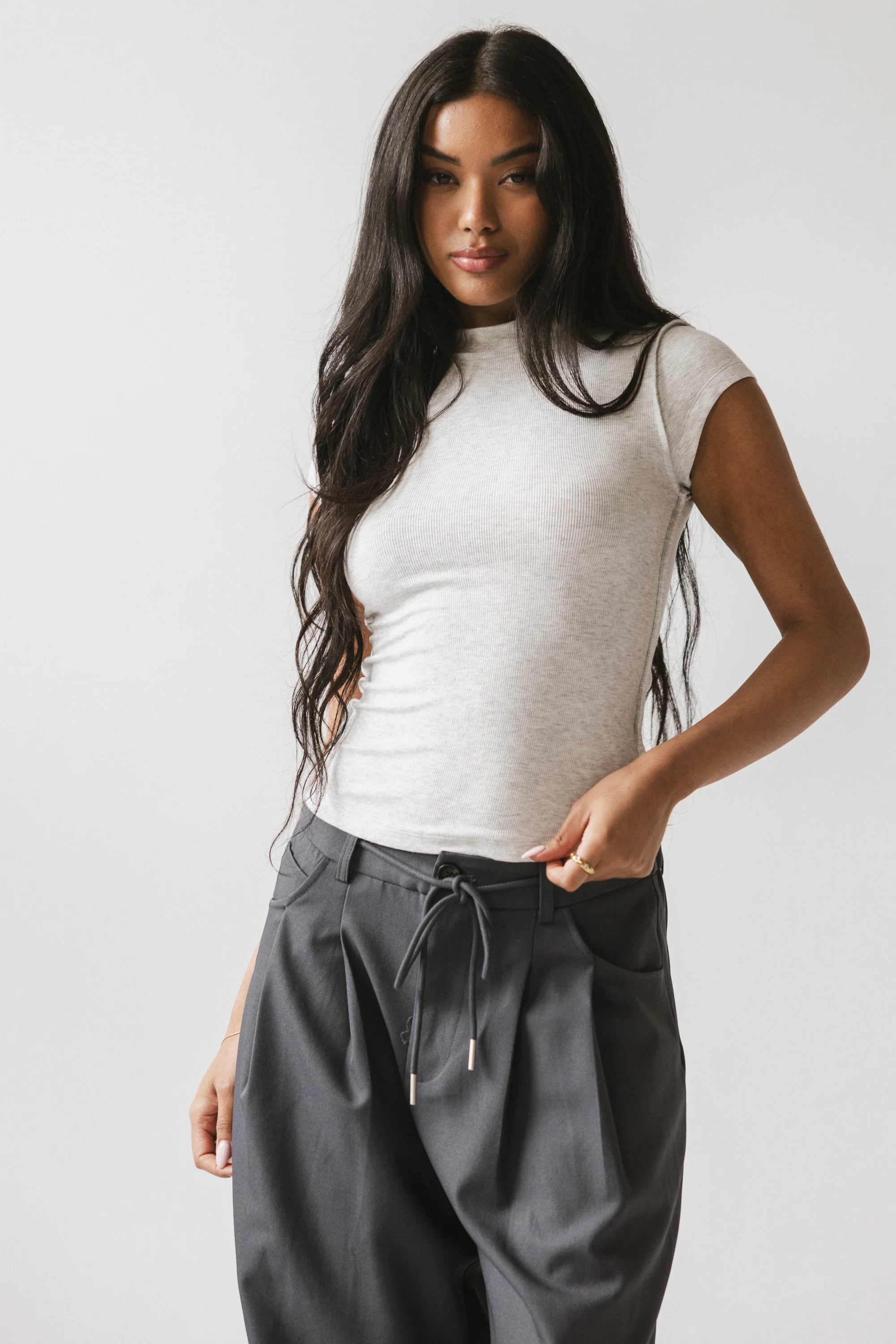 Kimberly Ribbed Top in Heather Grey - FINAL SALE