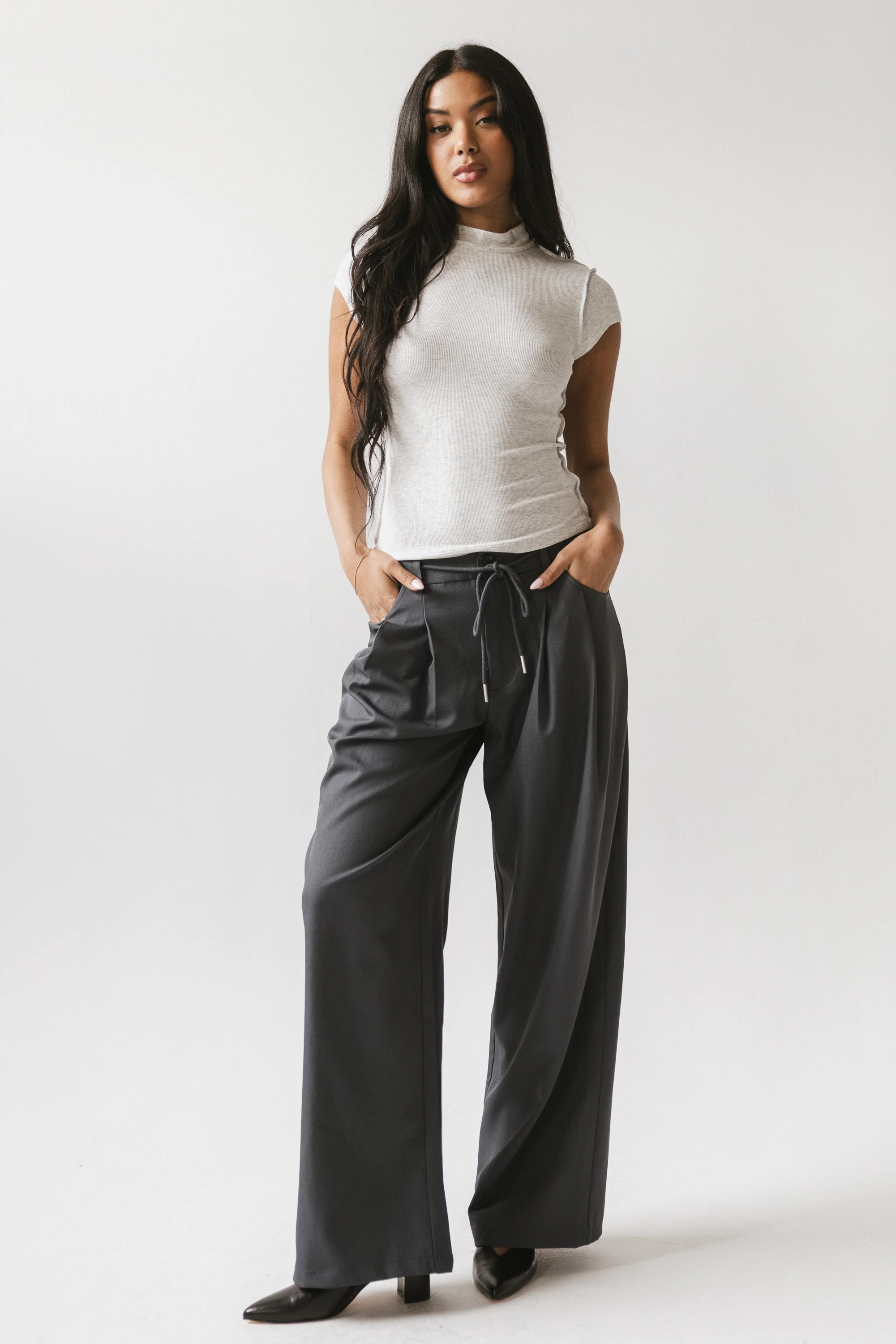 Kimberly Ribbed Top in Heather Grey - FINAL SALE - Image 2