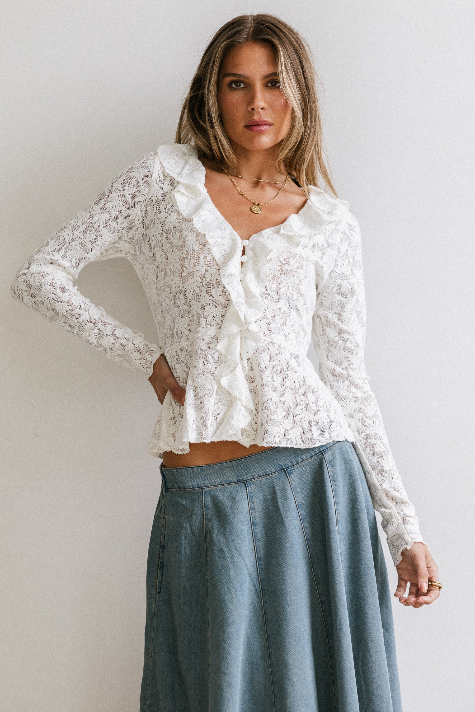 Kinsey Ruffle Lace Top - FINAL SALE - Image 2