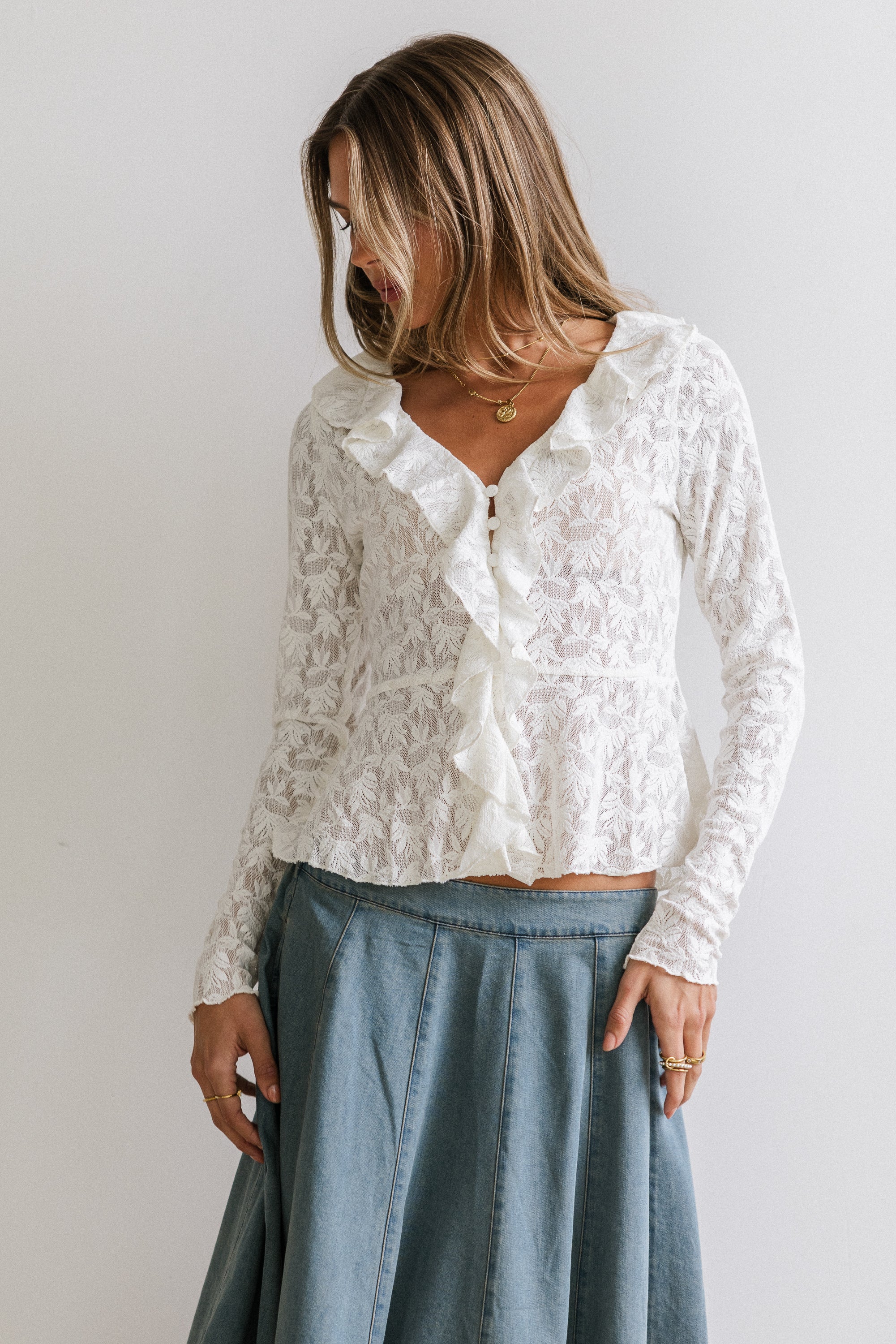 Kinsey Ruffle Lace Top - FINAL SALE - Image 4