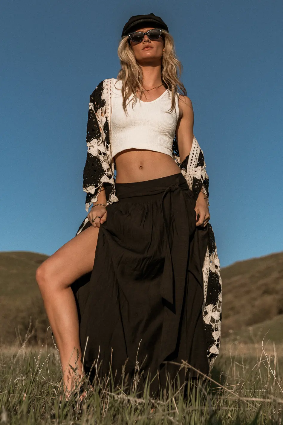 Kiri Double Slit Skirt in Black - FINAL SALE - Image 4