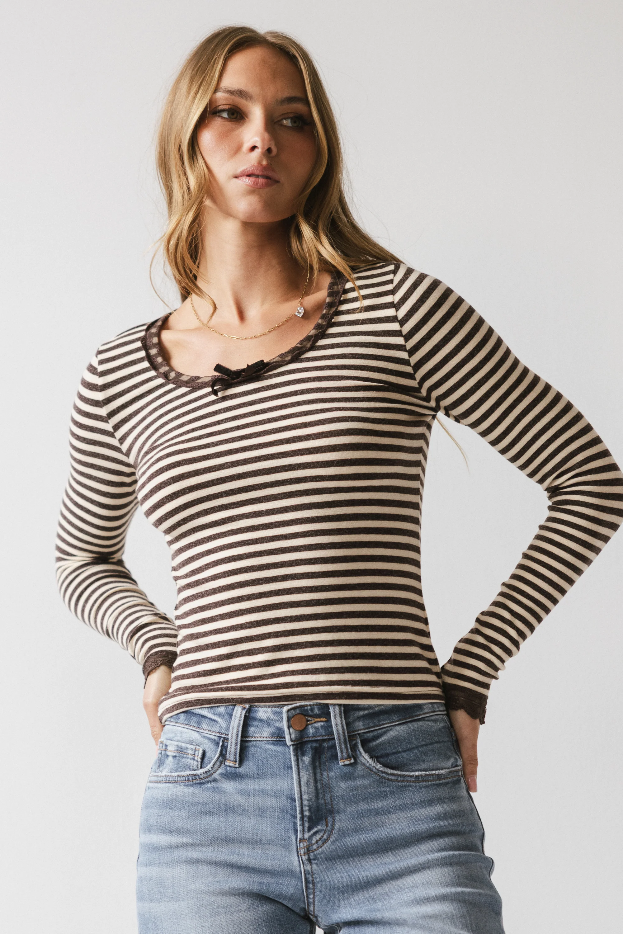 Kiya Striped Top in Brown - Image 2