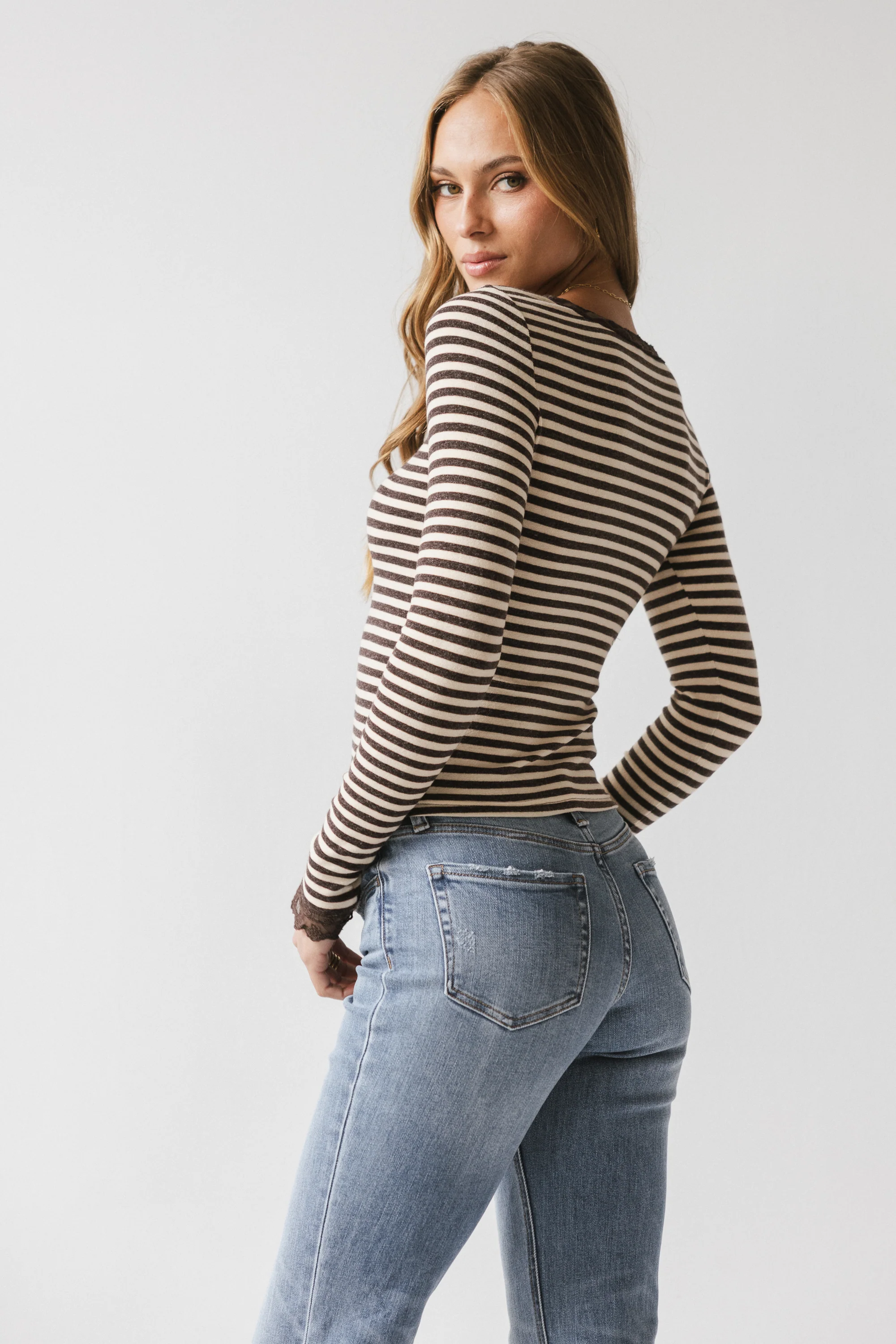 Kiya Striped Top in Brown - Image 3