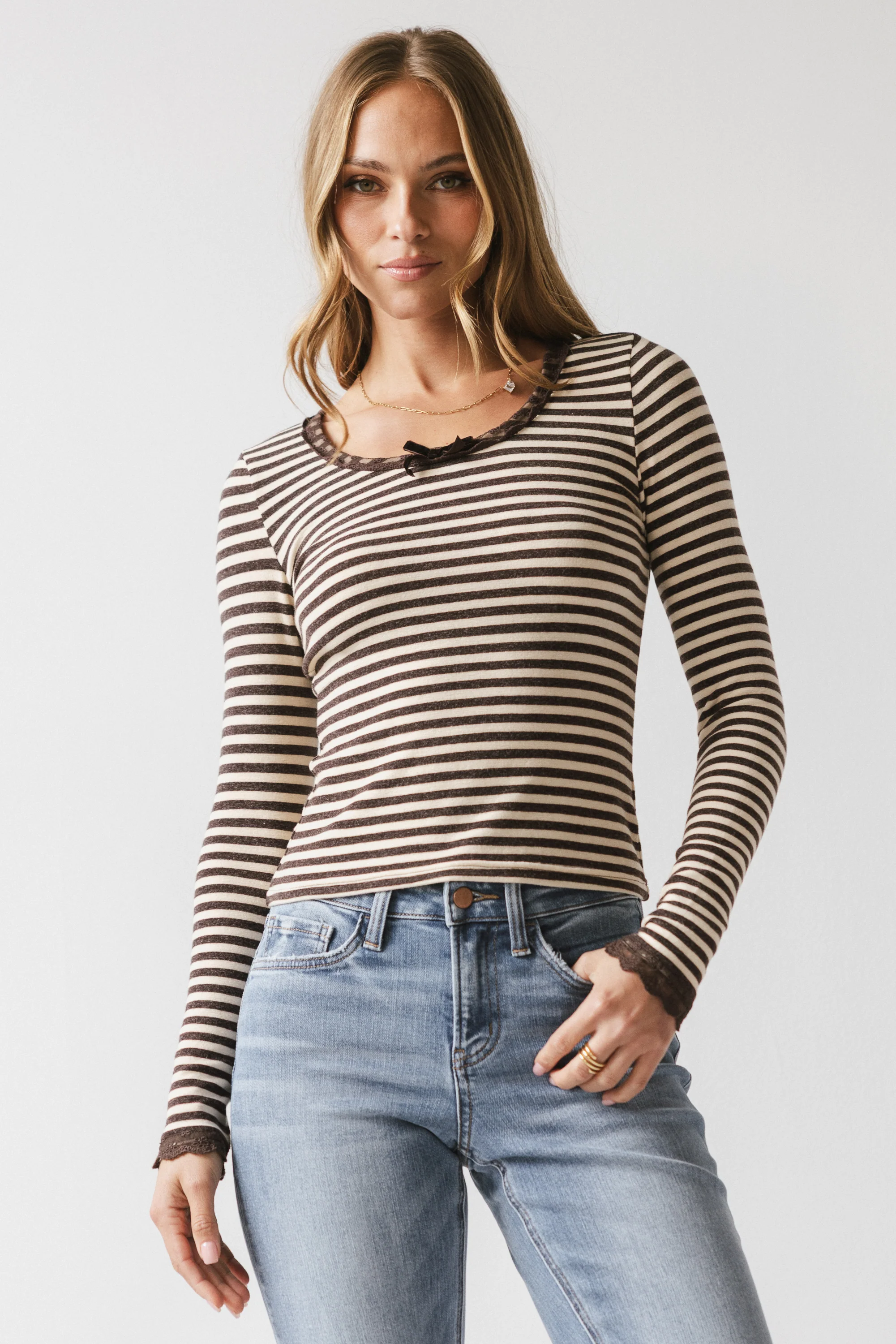 Kiya Striped Top in Brown - Image 5