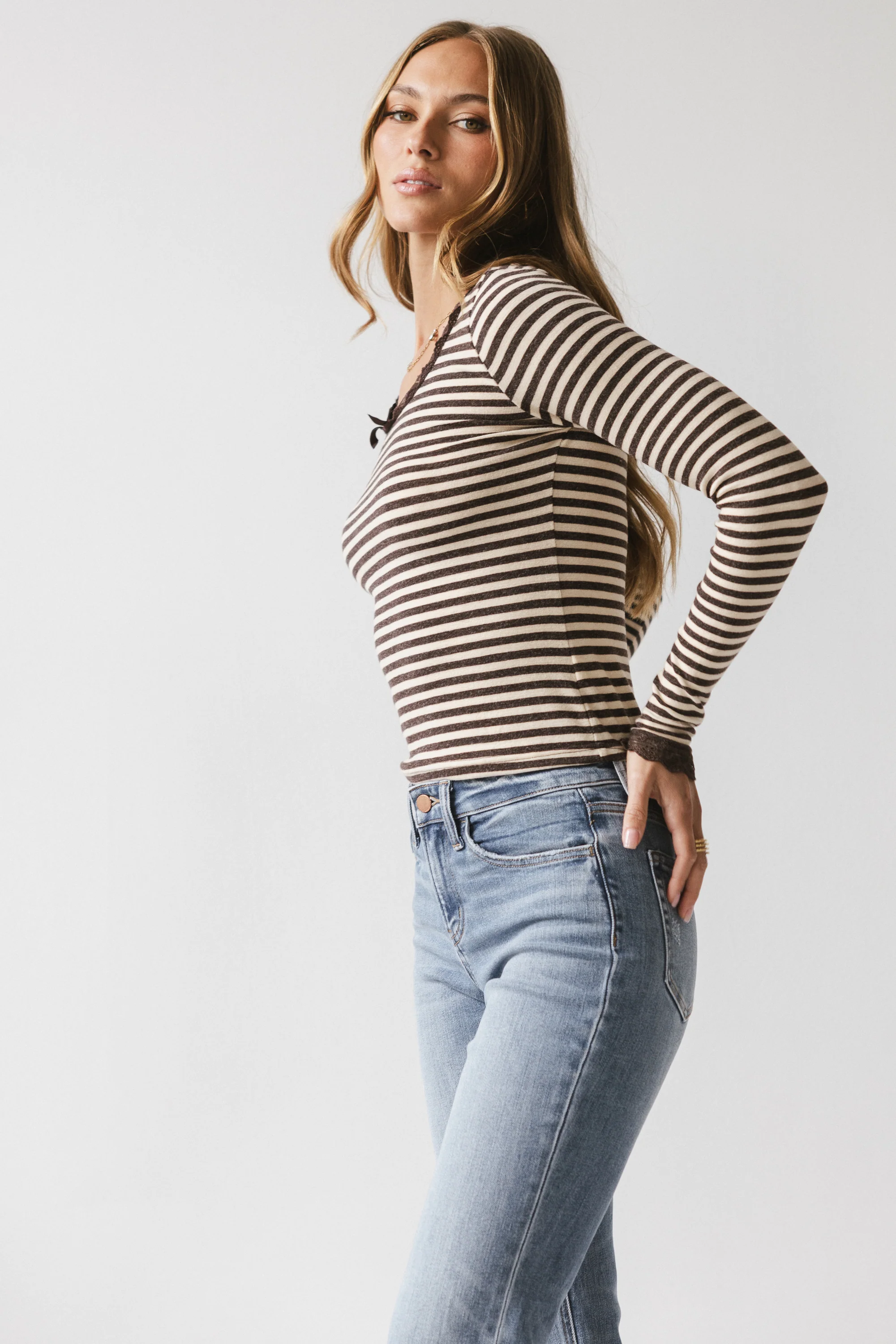 Kiya Striped Top in Brown - Image 6