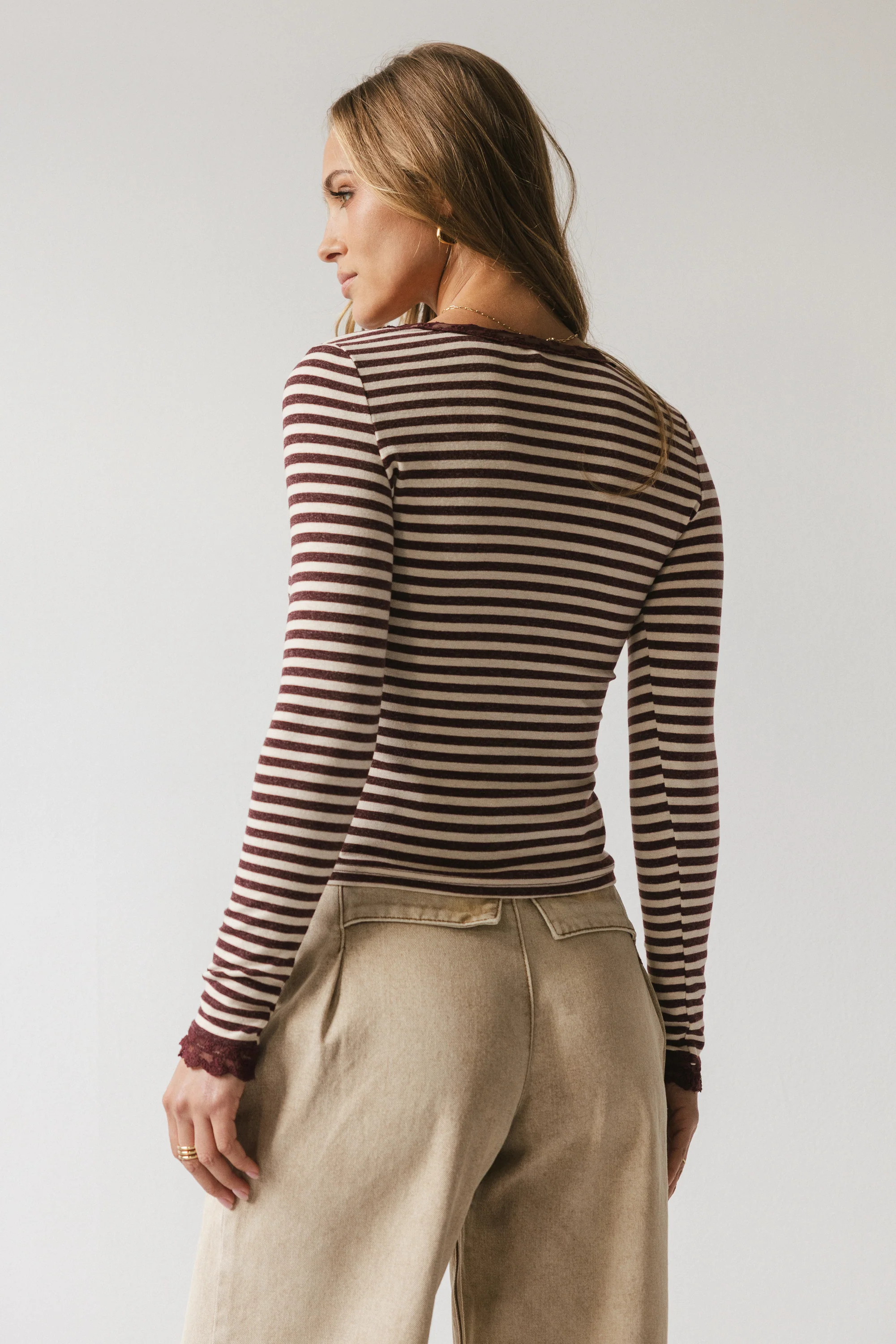 Kiya Striped Top in Burgundy - FINAL SALE - Image 2
