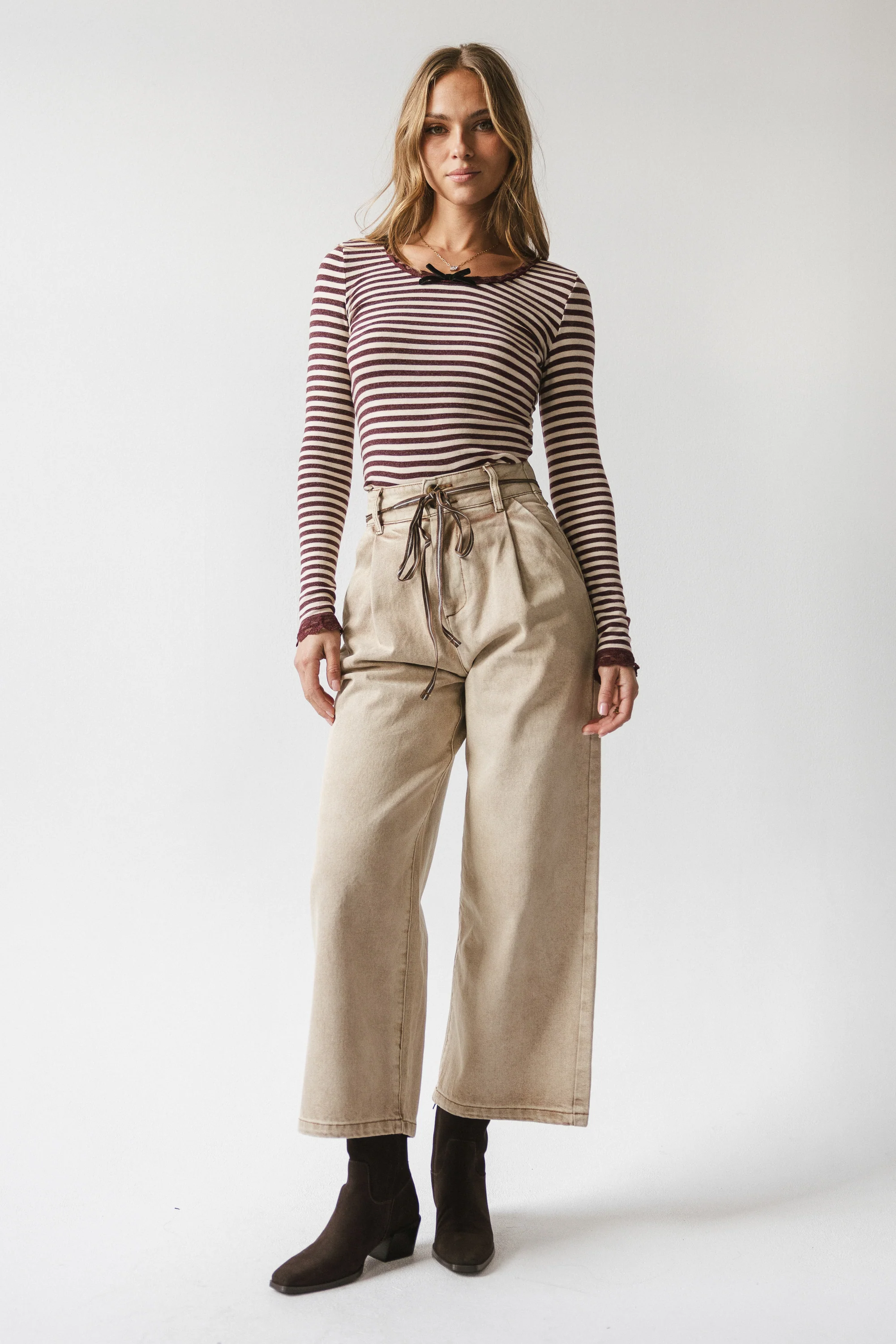 Kiya Striped Top in Burgundy - FINAL SALE - Image 3