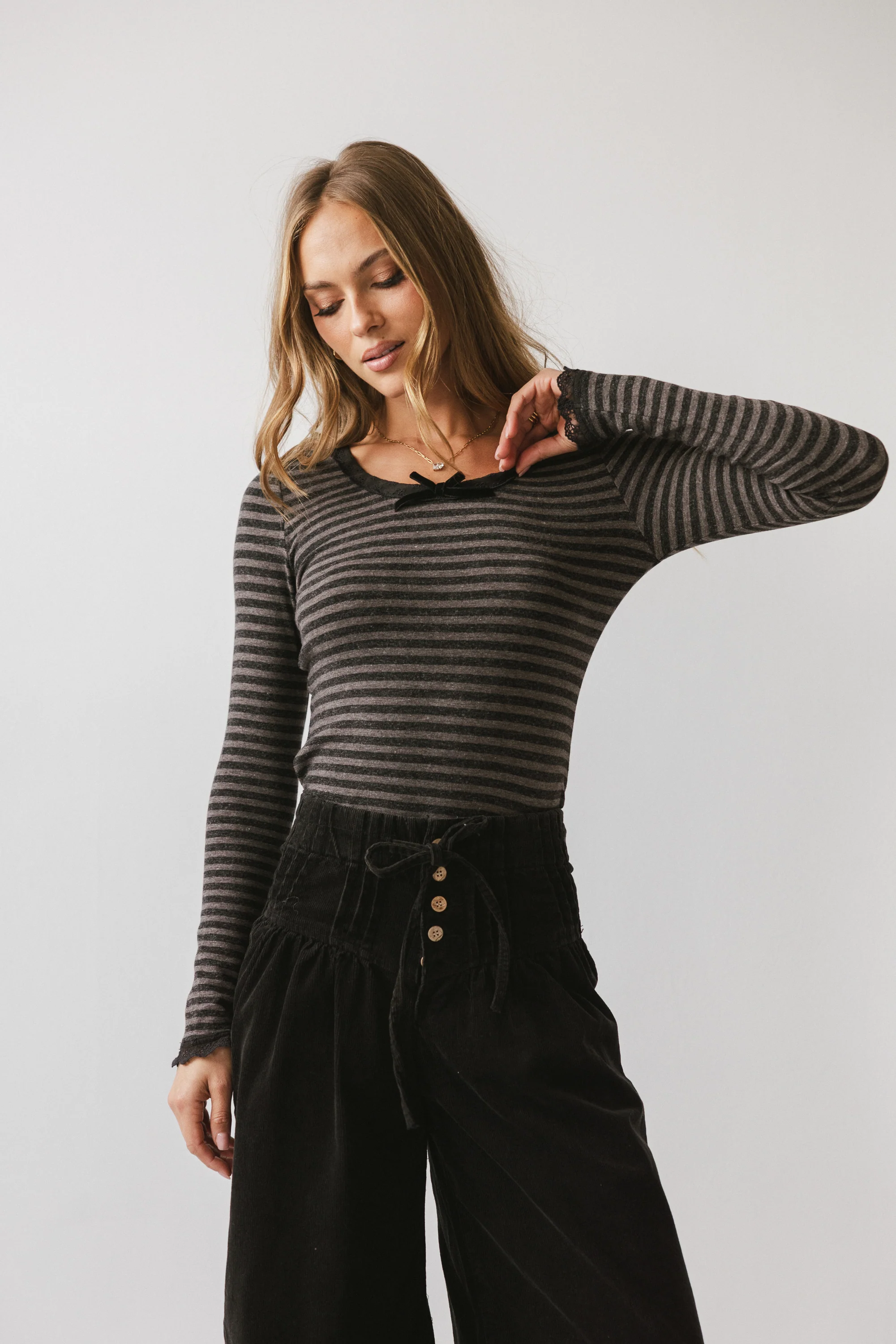 Kiya Striped Top in Charcoal - FINAL SALE - Image 5