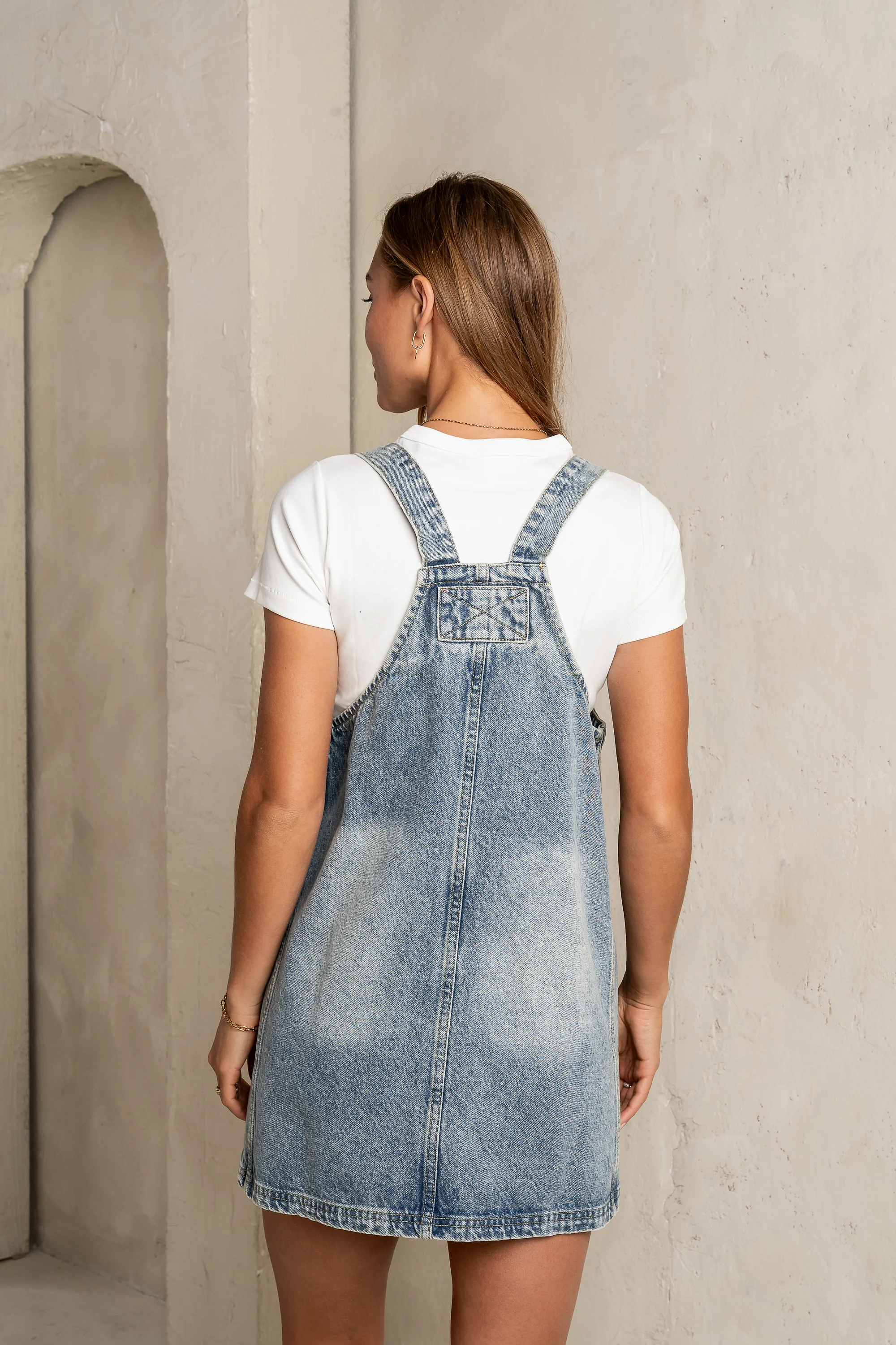 Koa Denim Mini Dress in Light Wash - FINAL SALE - Image 4