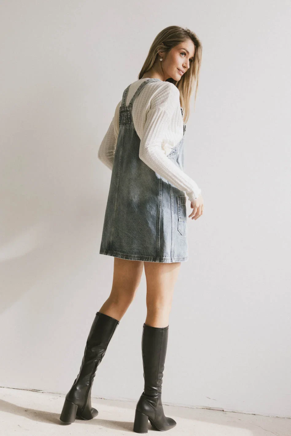Koa Denim Mini Dress in Light Wash - FINAL SALE - Image 7