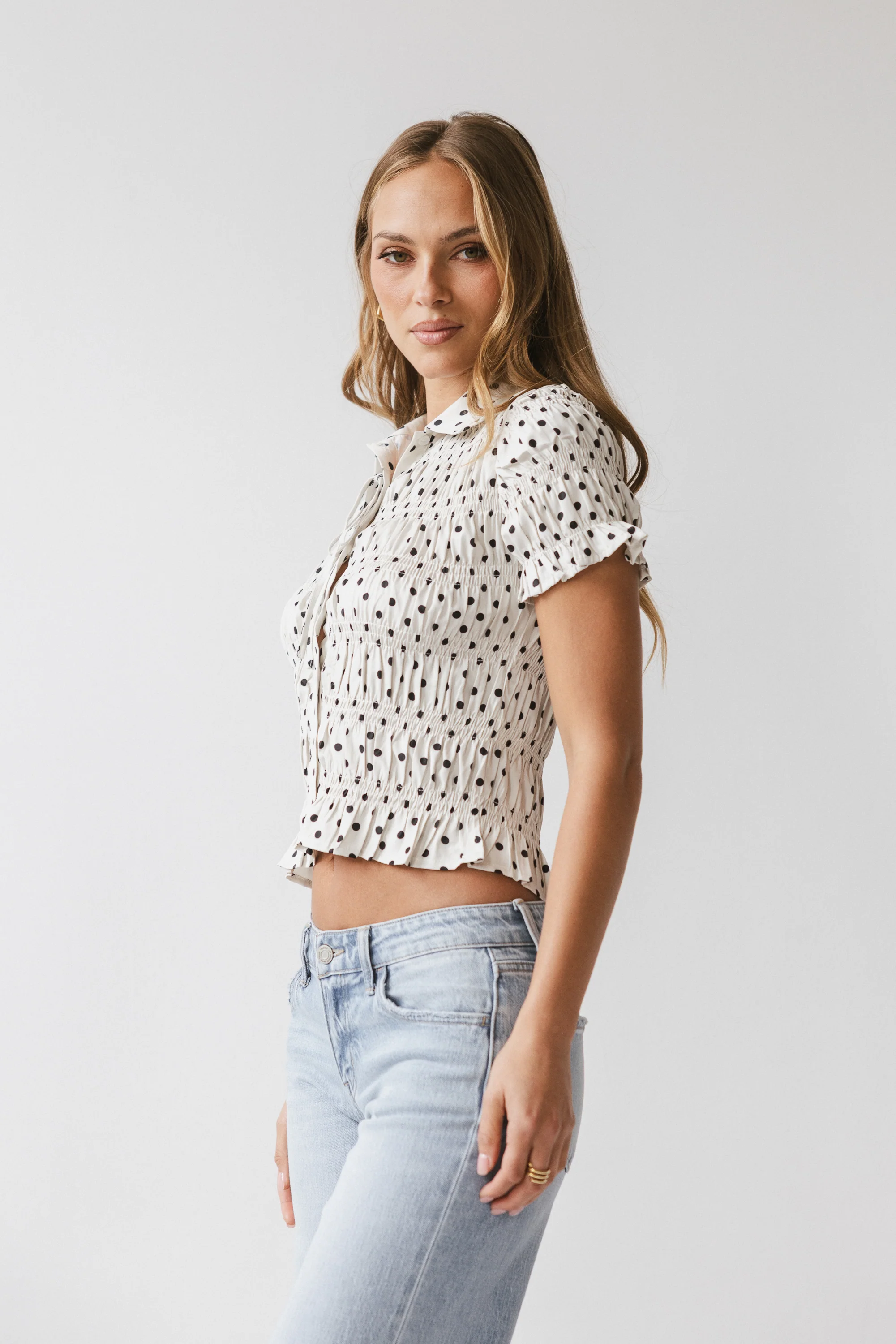 Kreyton Polka Dot Blouse in Cream - FINAL SALE - Image 3