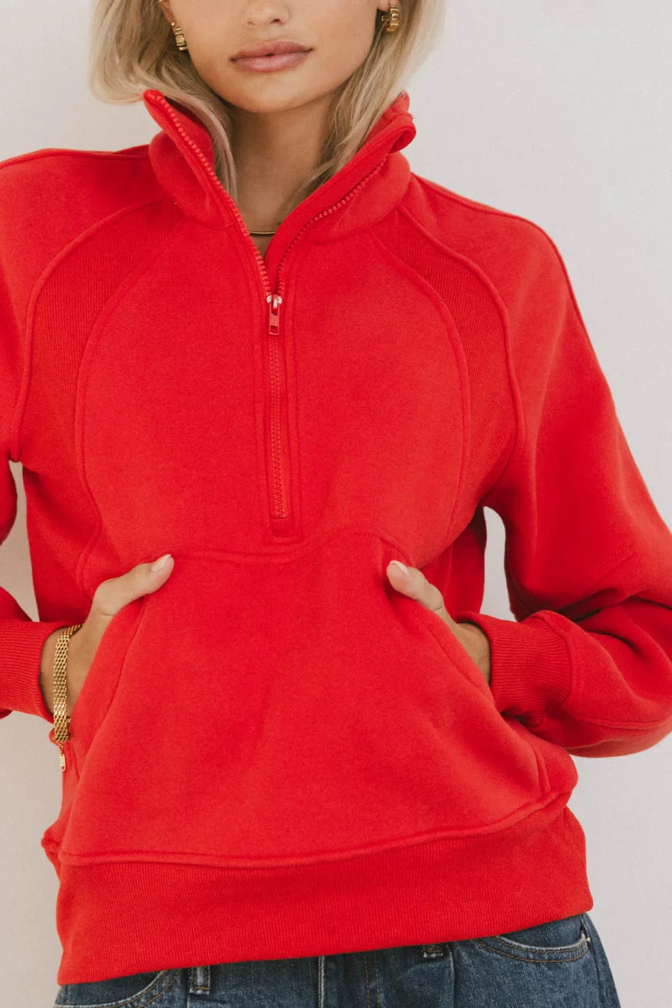 Krista Half Zip in Red - FINAL SALE - Image 4