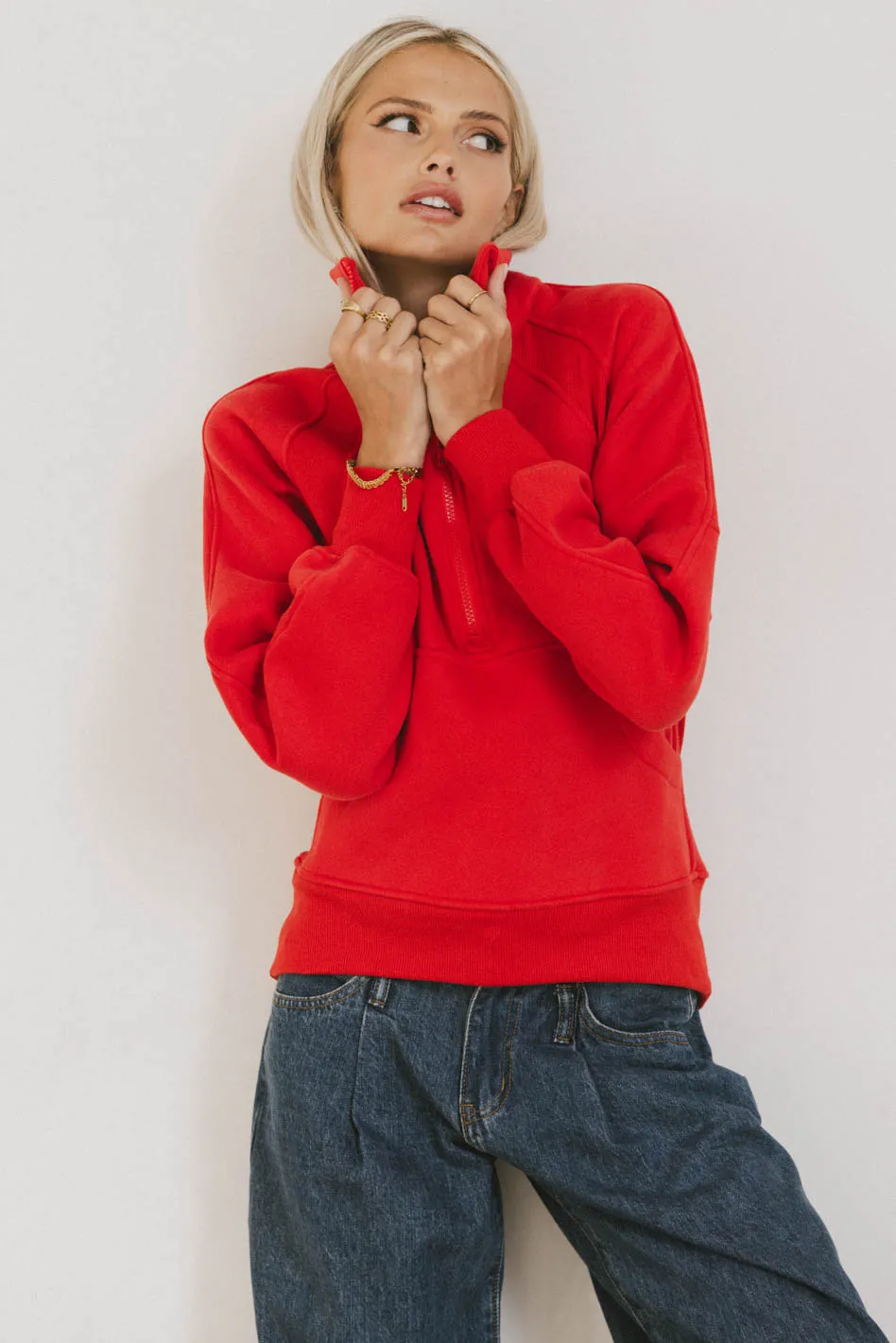 Krista Half Zip in Red - FINAL SALE - Image 5
