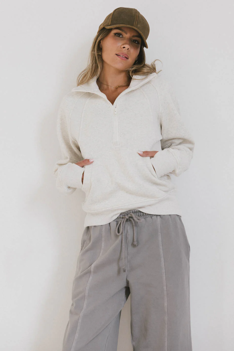 Krista Half Zip in Bone - FINAL SALE - Image 2