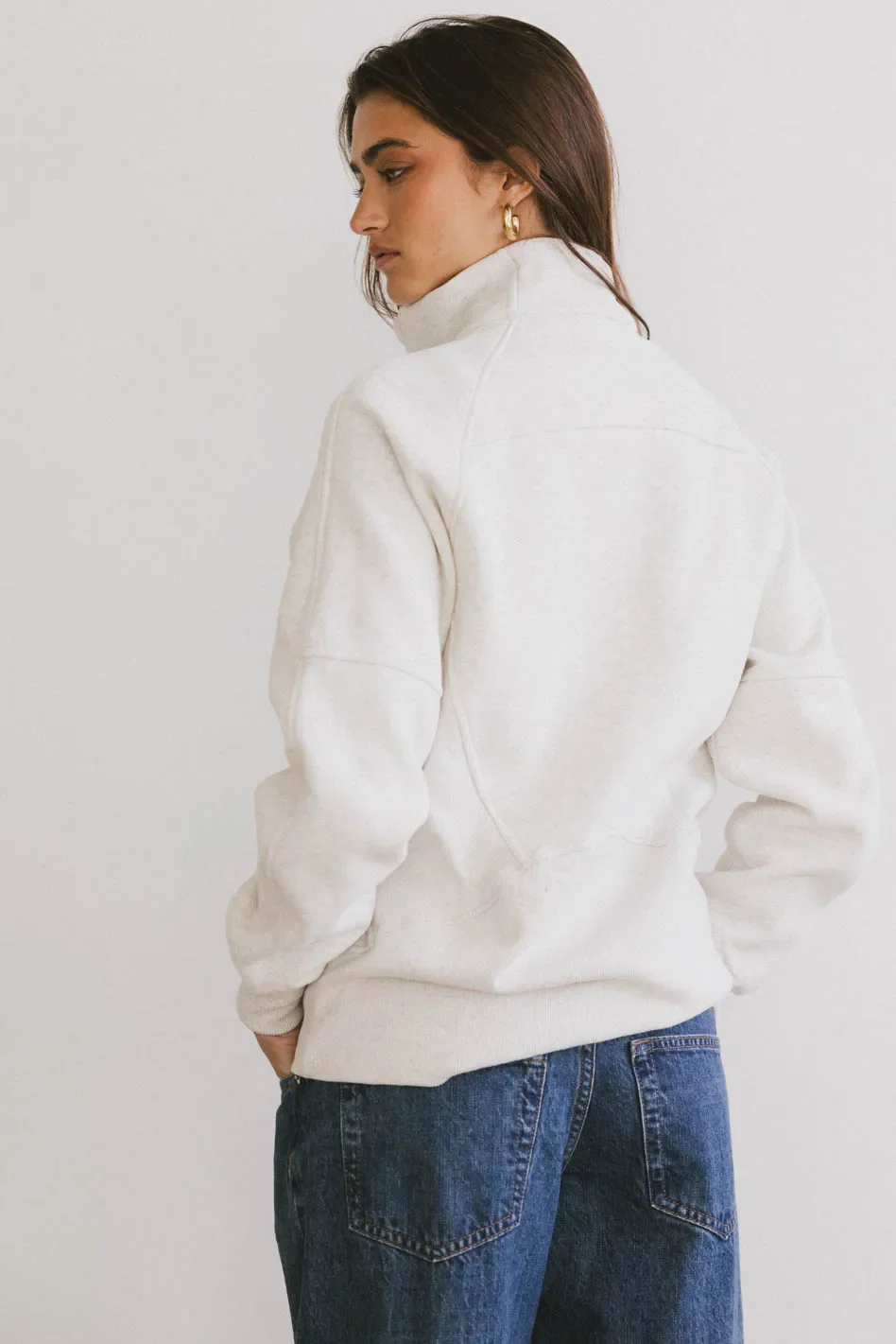 Krista Half Zip in Bone - FINAL SALE - Image 4