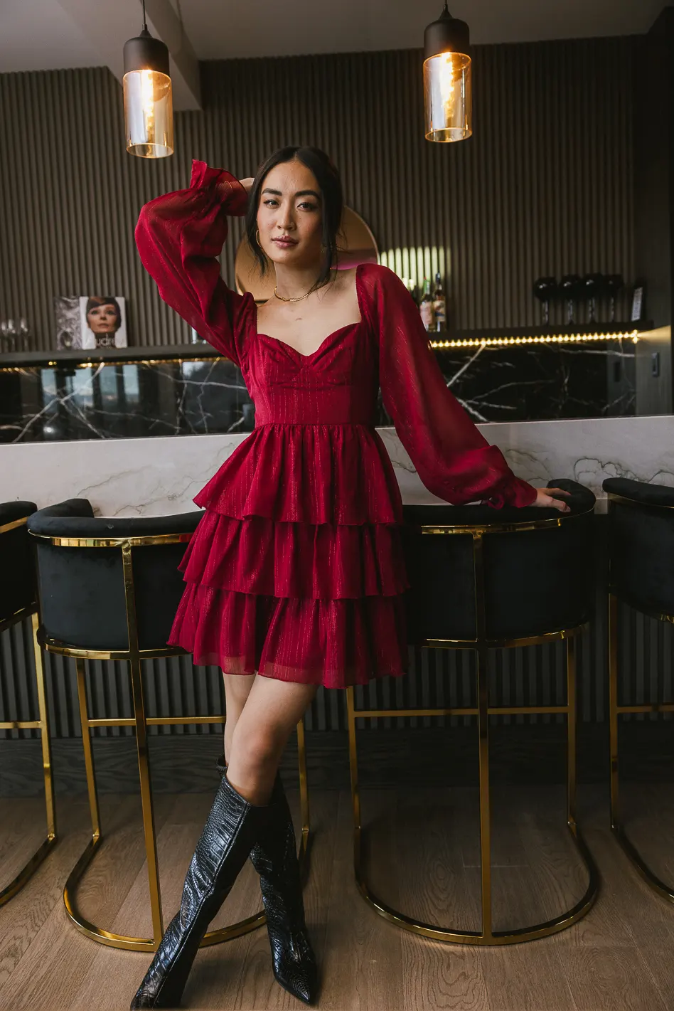 Kristina Tiered Shimmer Dress - FINAL SALE - Image 3