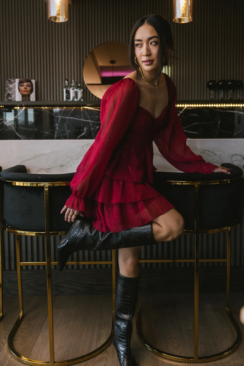Kristina Tiered Shimmer Dress - FINAL SALE - Image 4