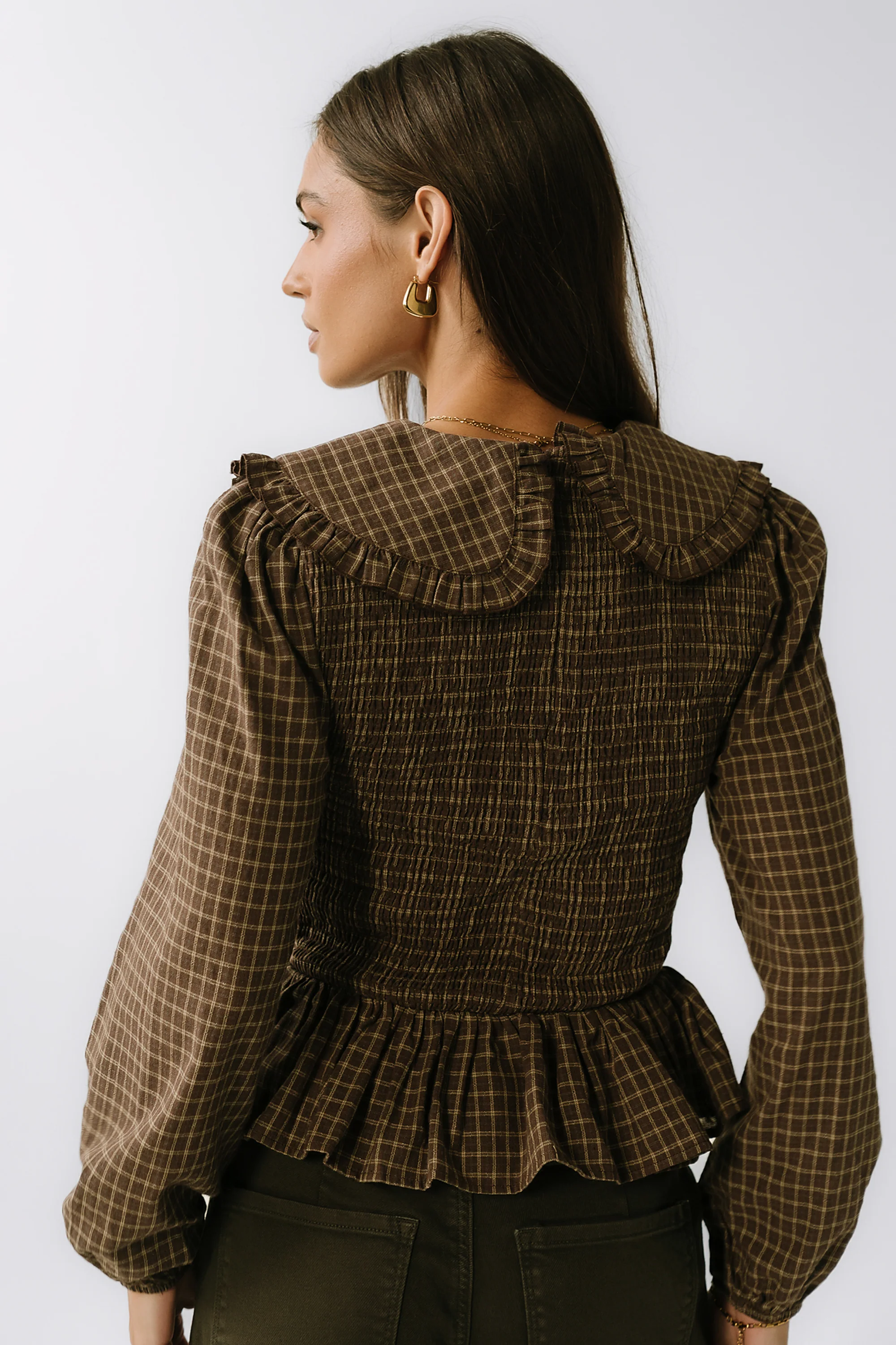 Kristy Smocked Blouse in Brown - FINAL SALE - Image 2