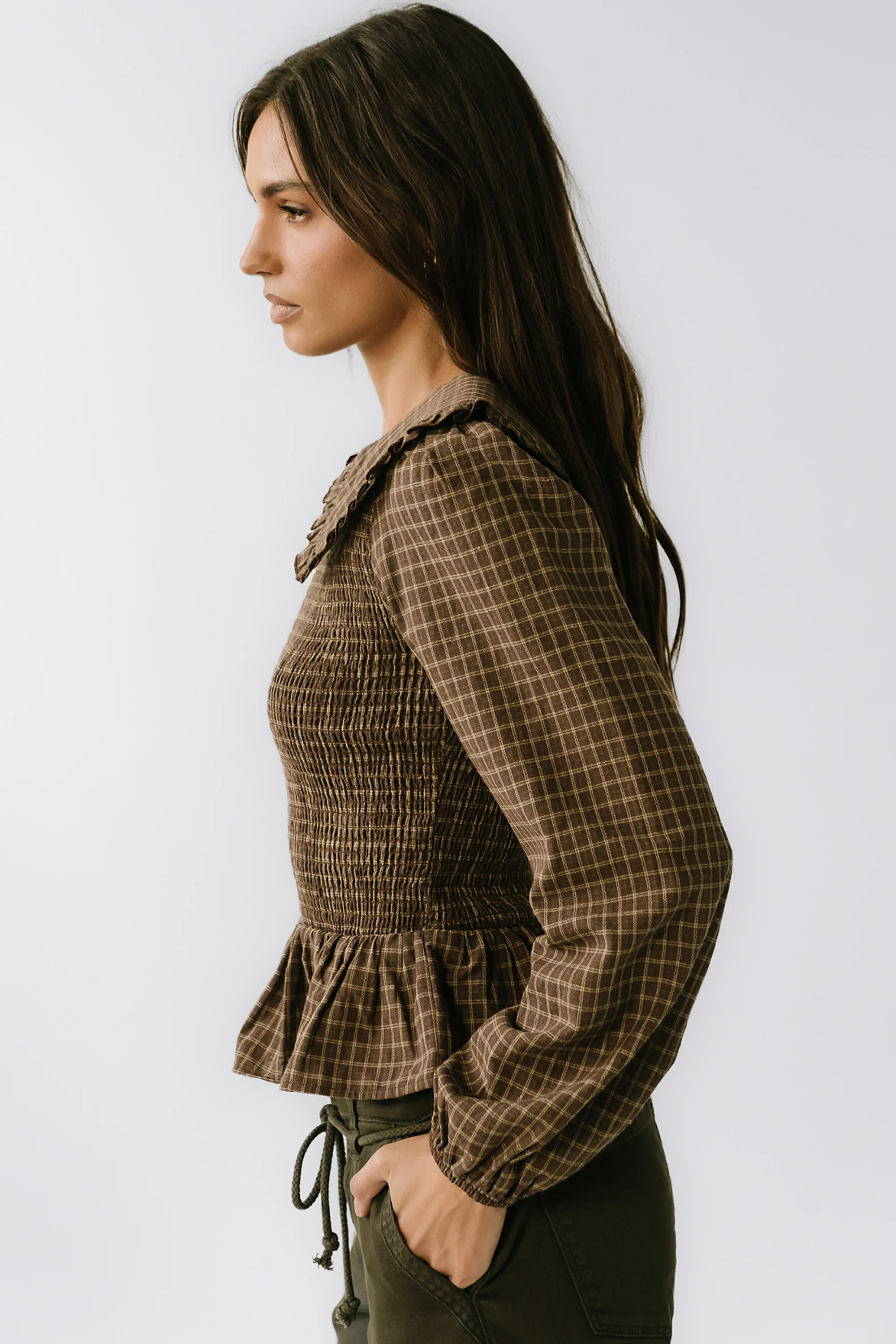 Kristy Smocked Blouse in Brown - FINAL SALE - Image 5