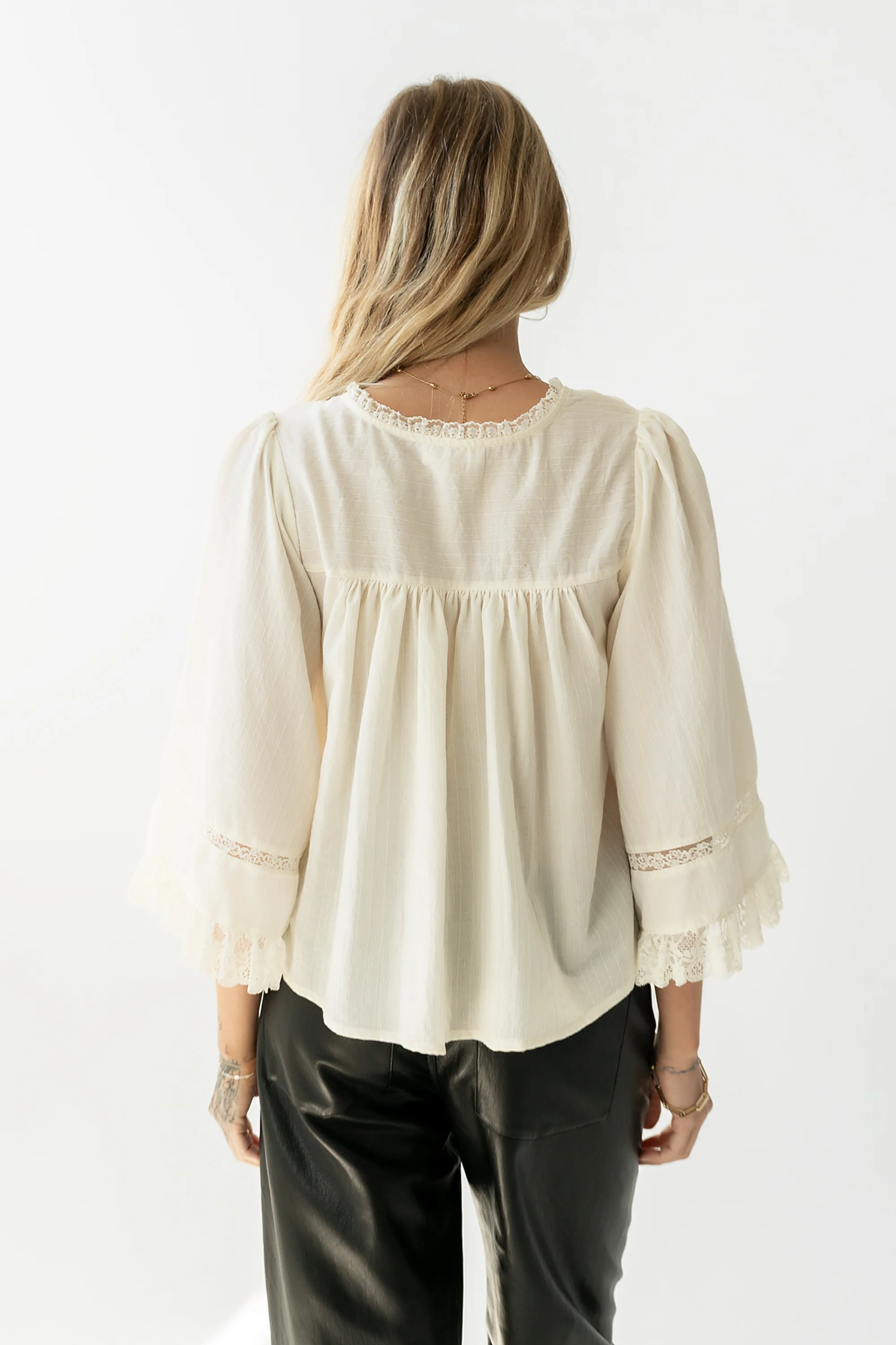 Kylee Lace Blouse in Cream - Image 3