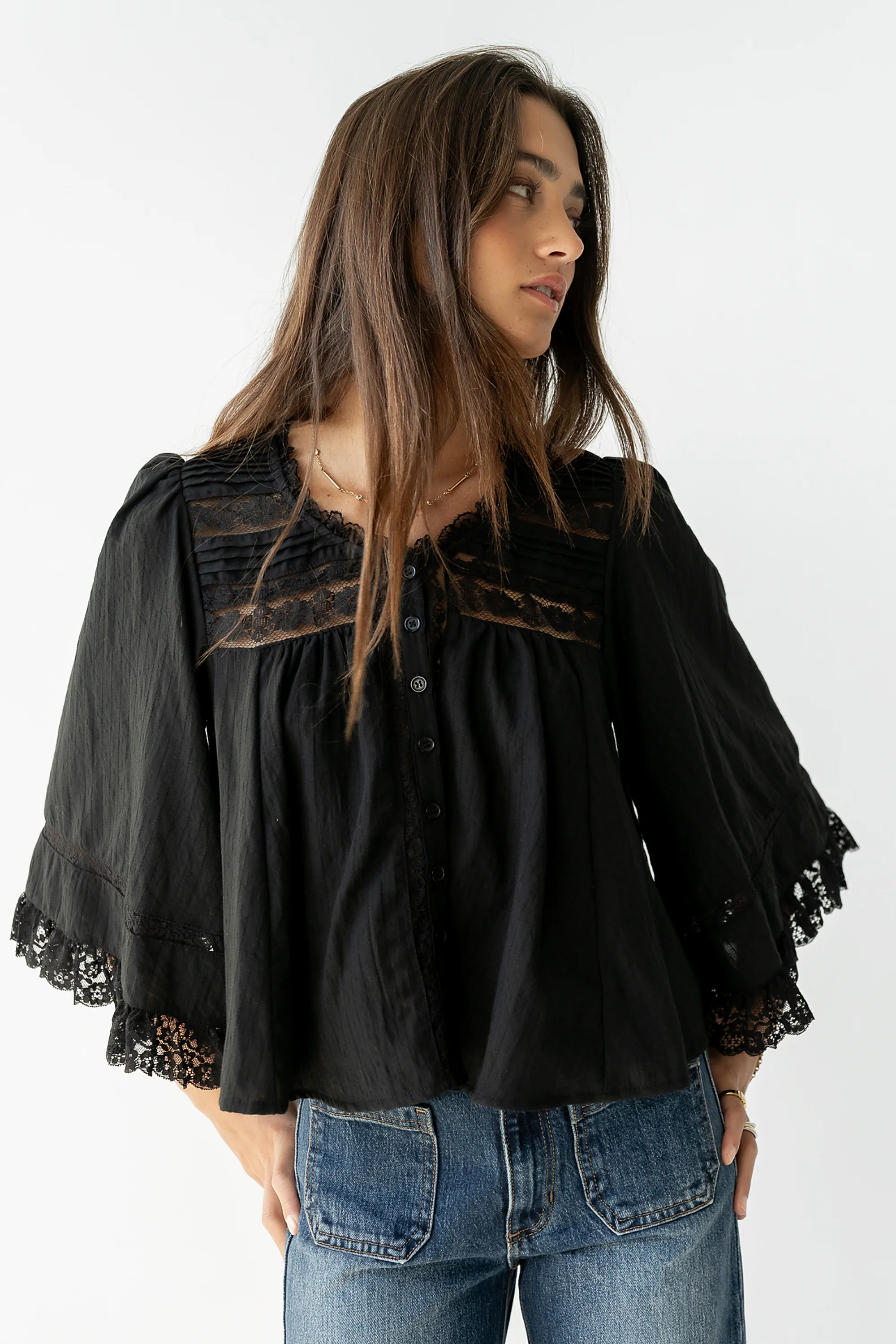 Kylee Lace Blouse in Black - FINAL SALE