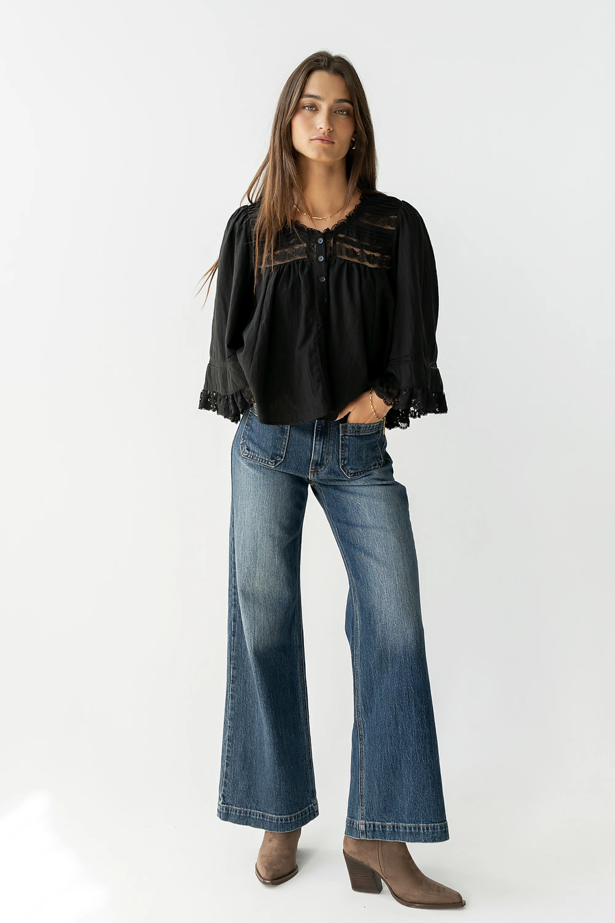 Kylee Lace Blouse in Black - FINAL SALE - Image 2