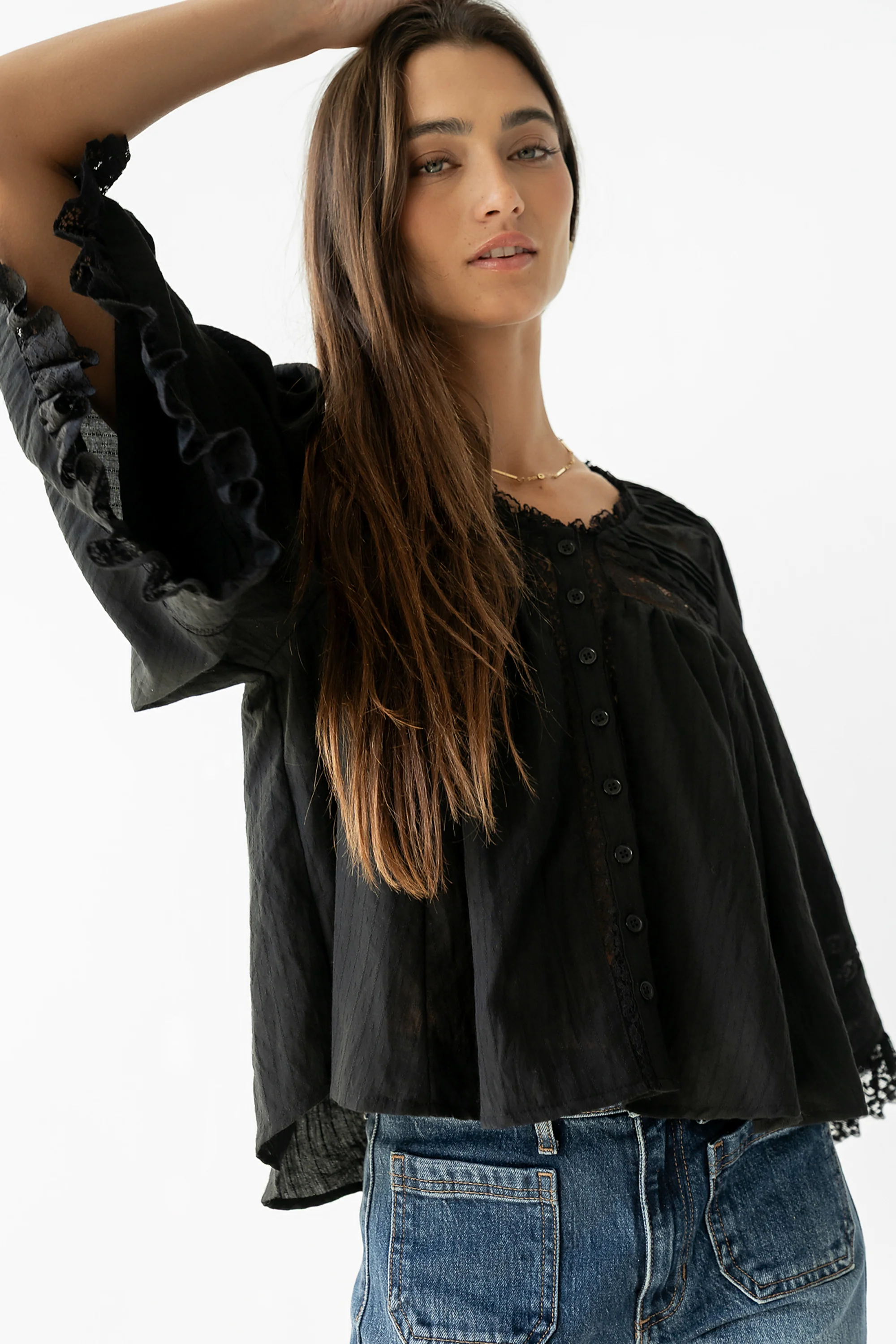 Kylee Lace Blouse in Black - FINAL SALE - Image 4