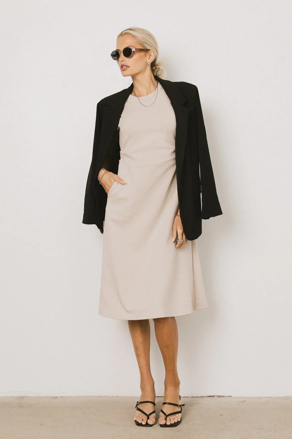 Kyra Midi Dress in Khaki - FINAL SALE - Image 2