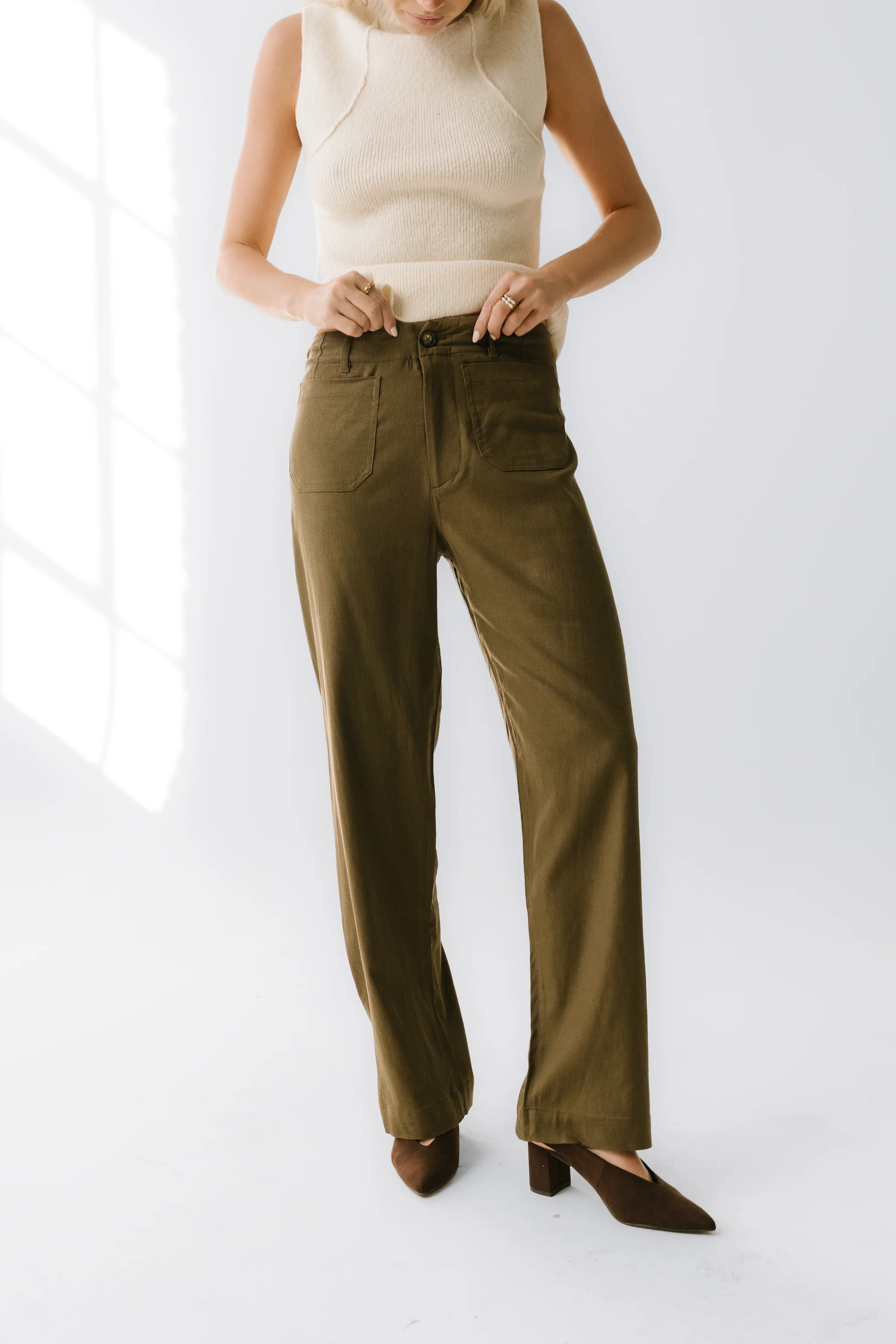 Lander Wide Leg Pants in Olive - Image 4