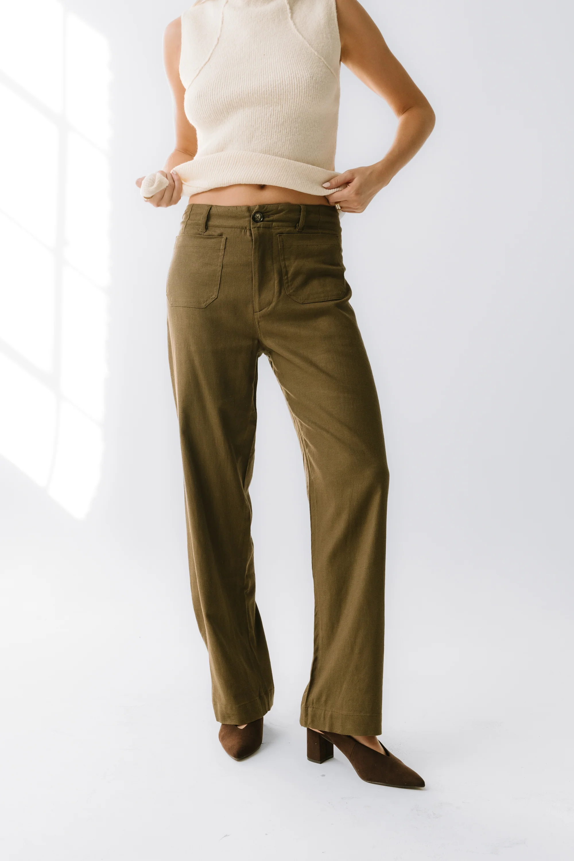 Lander Wide Leg Pants in Olive - Image 7