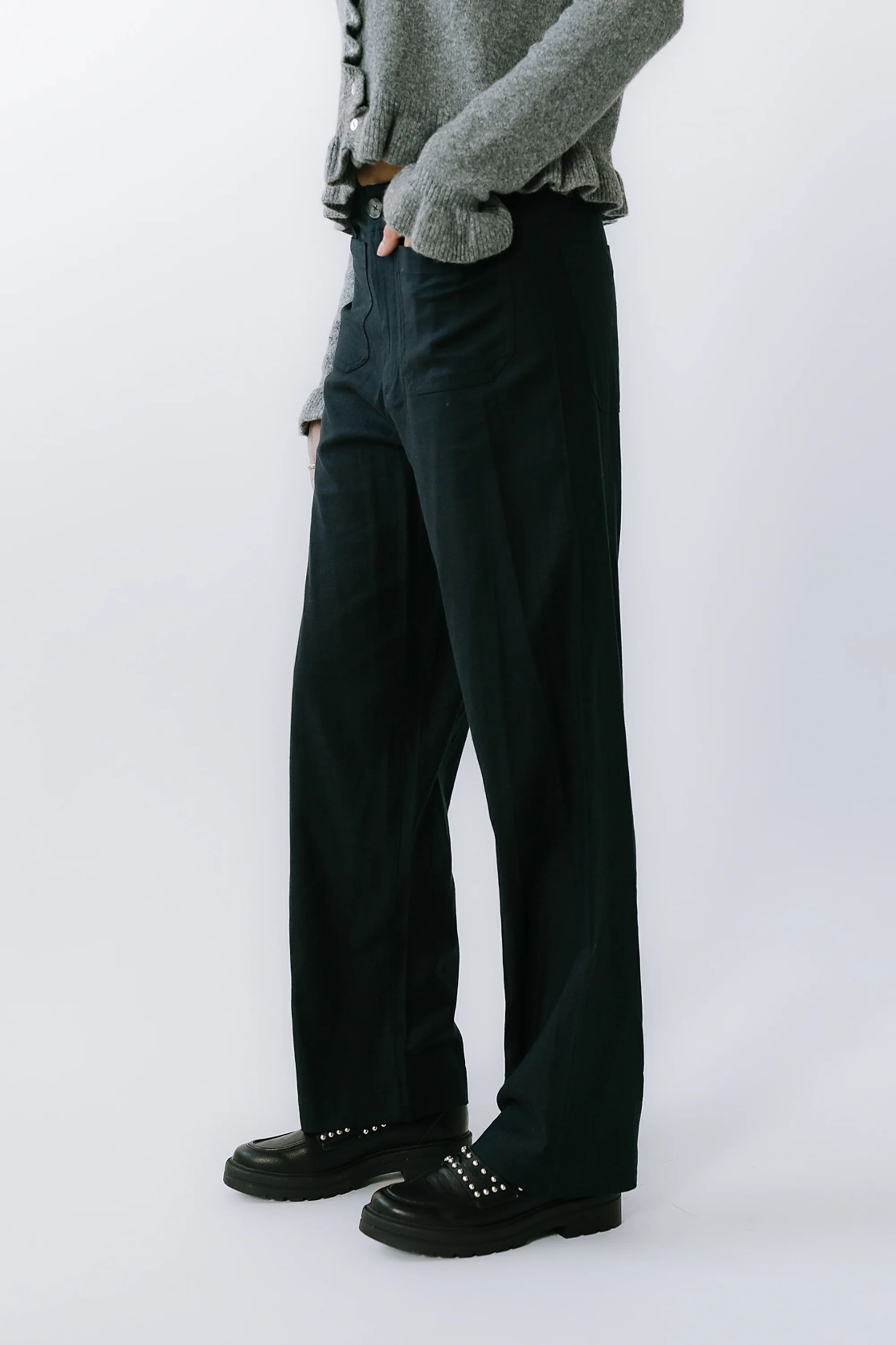 Lander Wide Leg Pants in Navy - Image 4