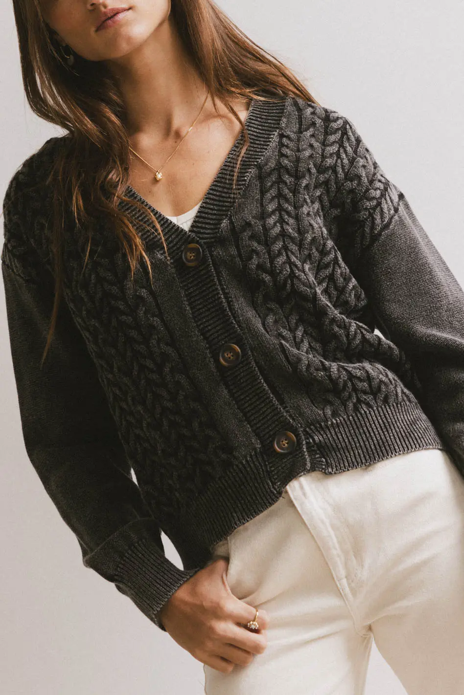Lane Cable Knit Cardigan - FINAL SALE - Image 2
