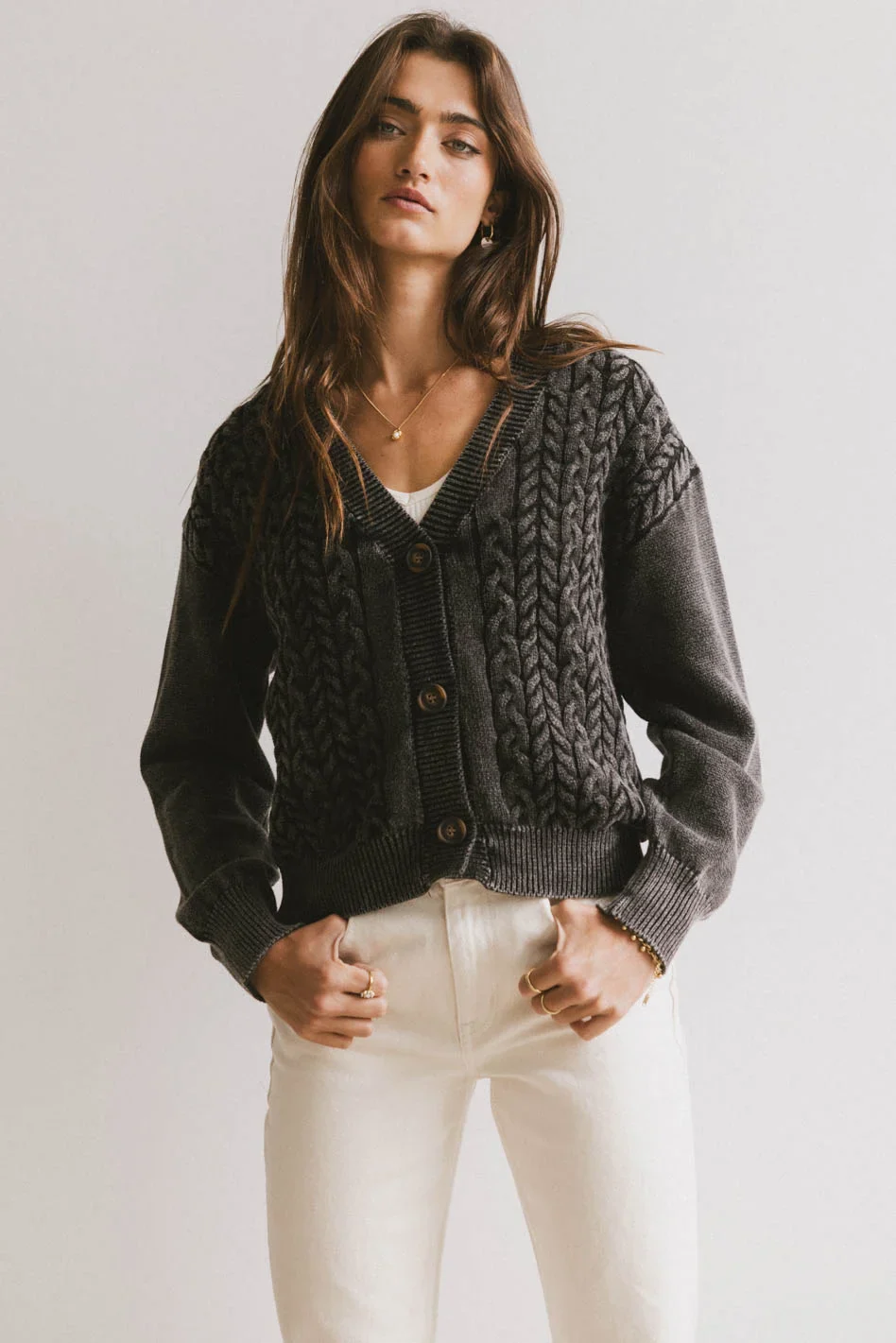 Lane Cable Knit Cardigan - FINAL SALE - Image 3