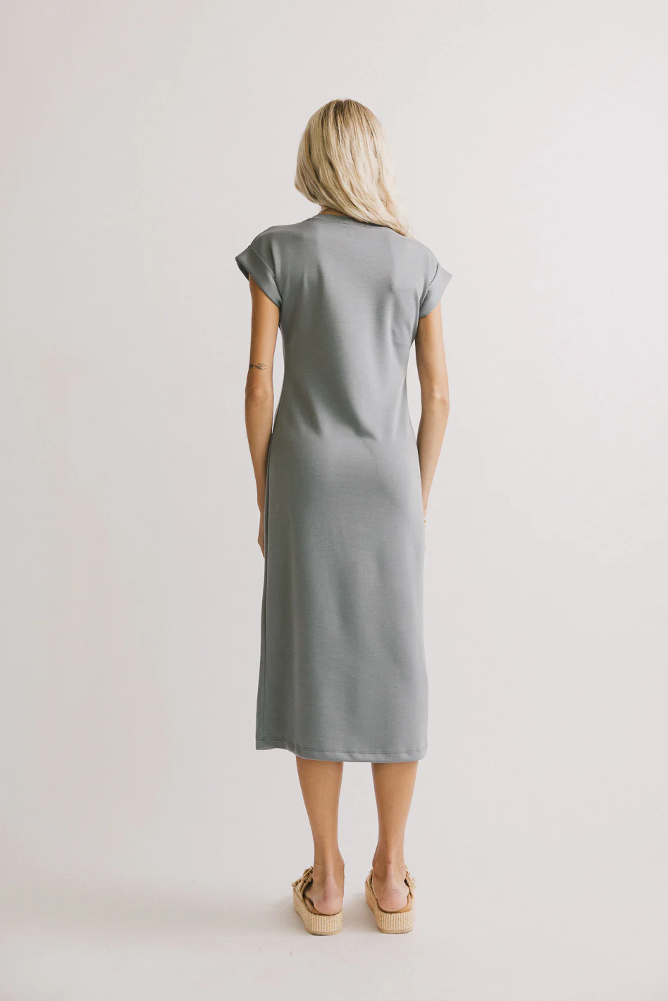 Lauren Tee Shirt Midi Dress in Slate Blue - Image 4