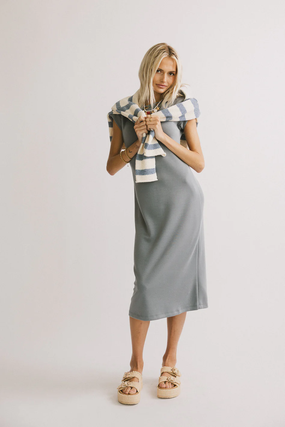 Lauren Tee Shirt Midi Dress in Slate Blue - Image 5